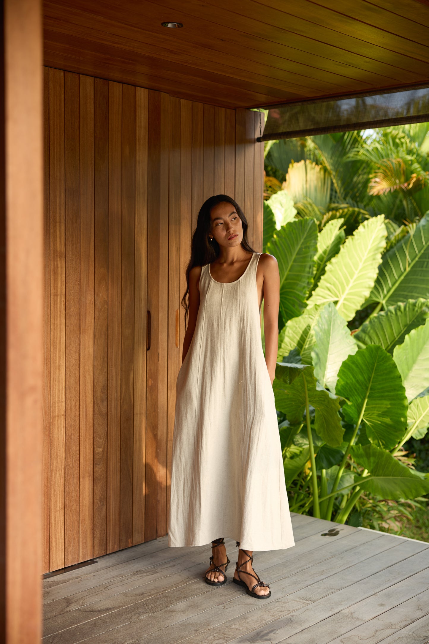 Adella Cross Back Linen Dress