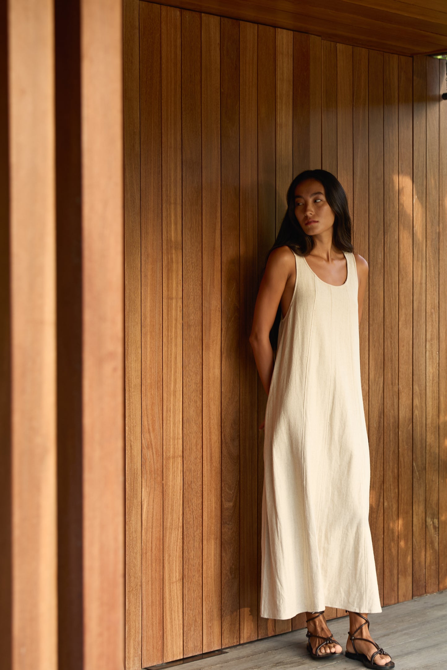 Adella Cross Back Linen Dress