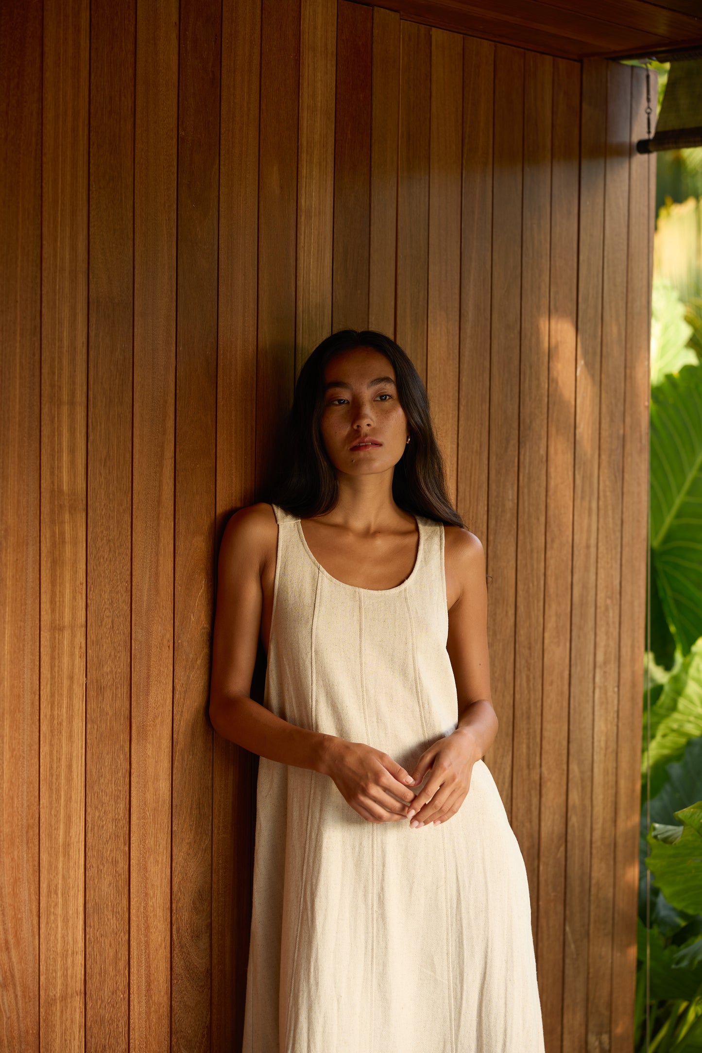 Adella Cross Back Linen Dress