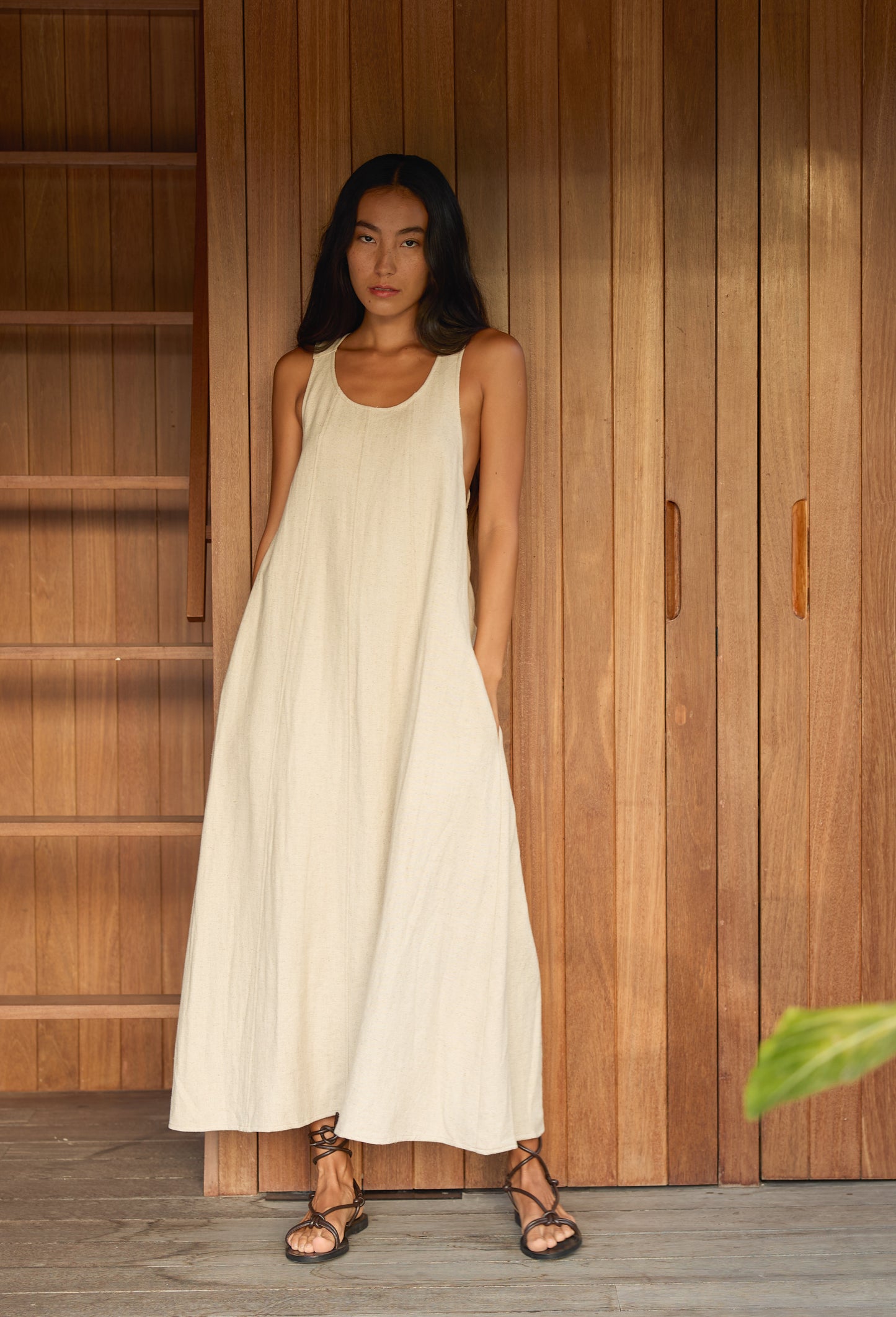 Adella Cross Back Linen Dress