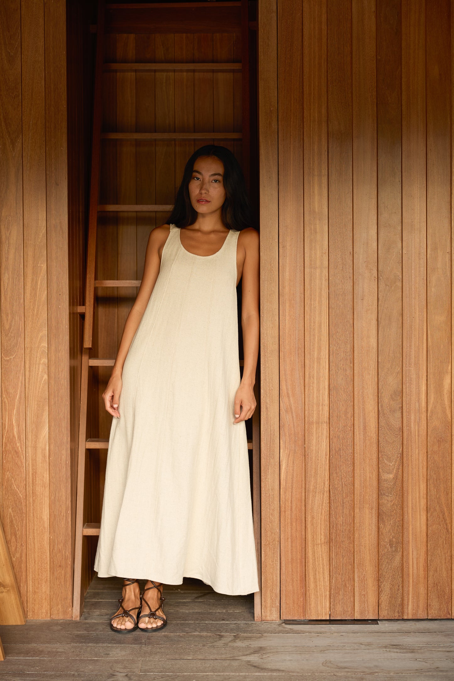 Adella Cross Back Linen Dress