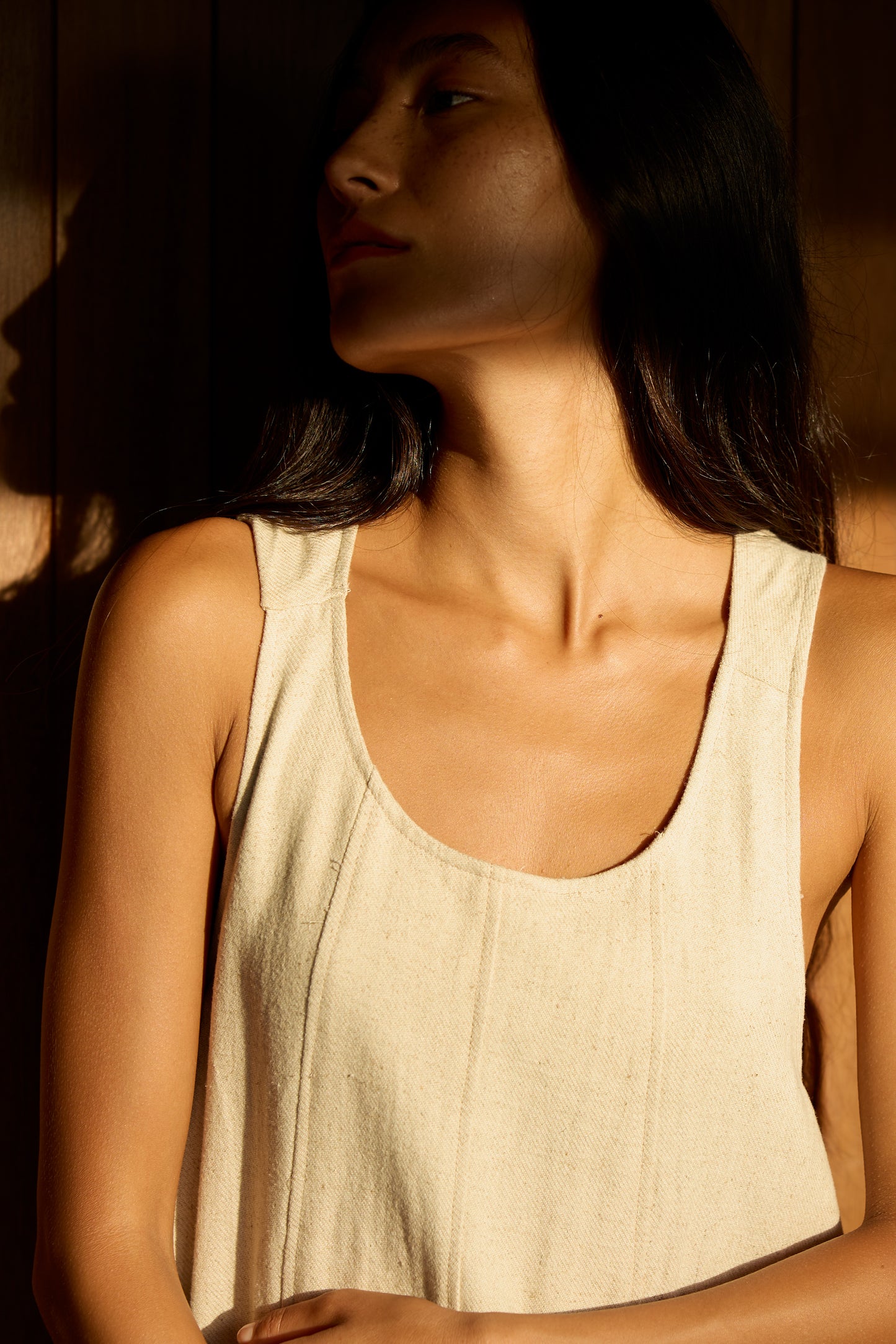 Adella Cross Back Linen Dress