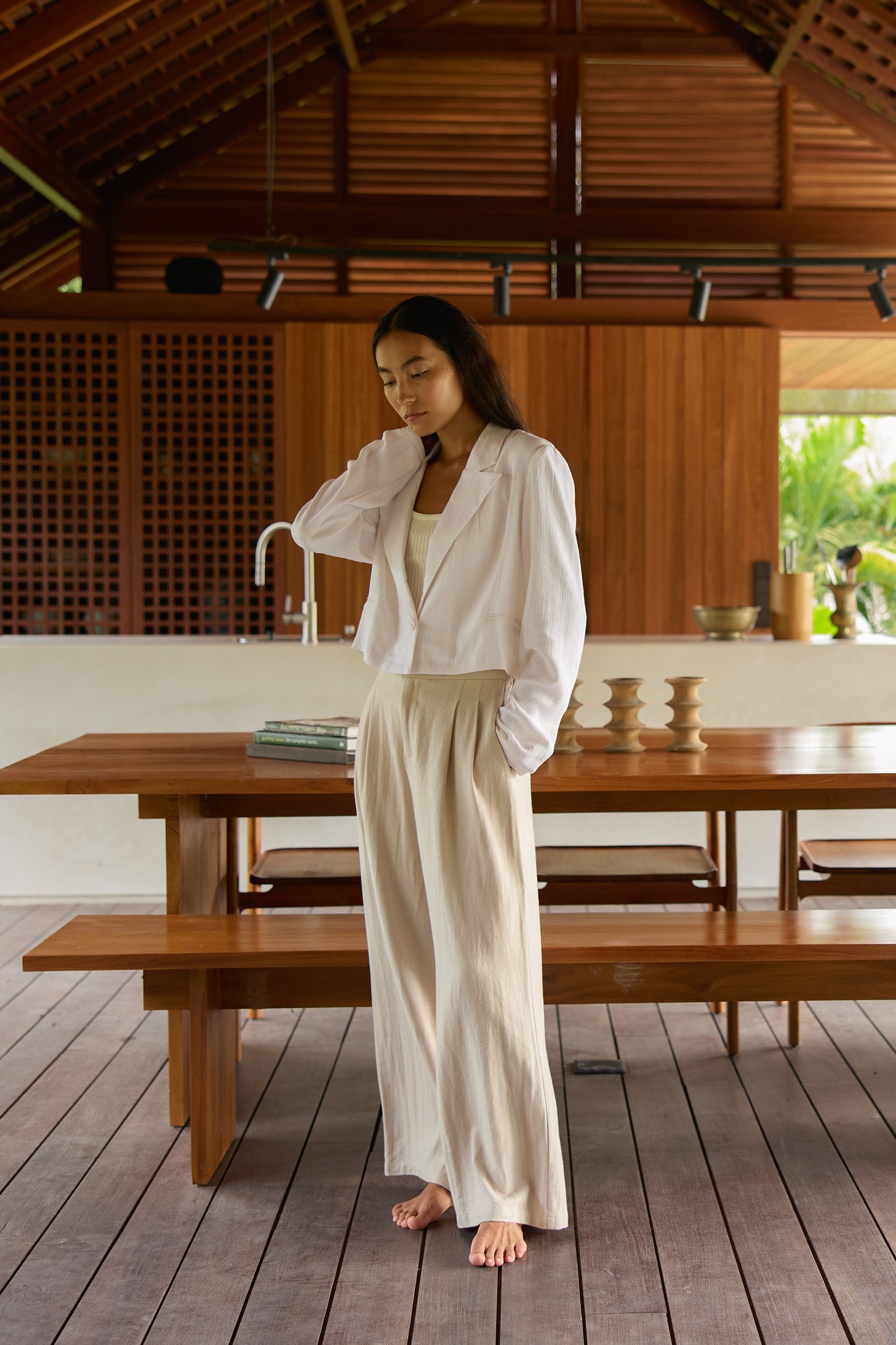Thalia Long Linen Trousers