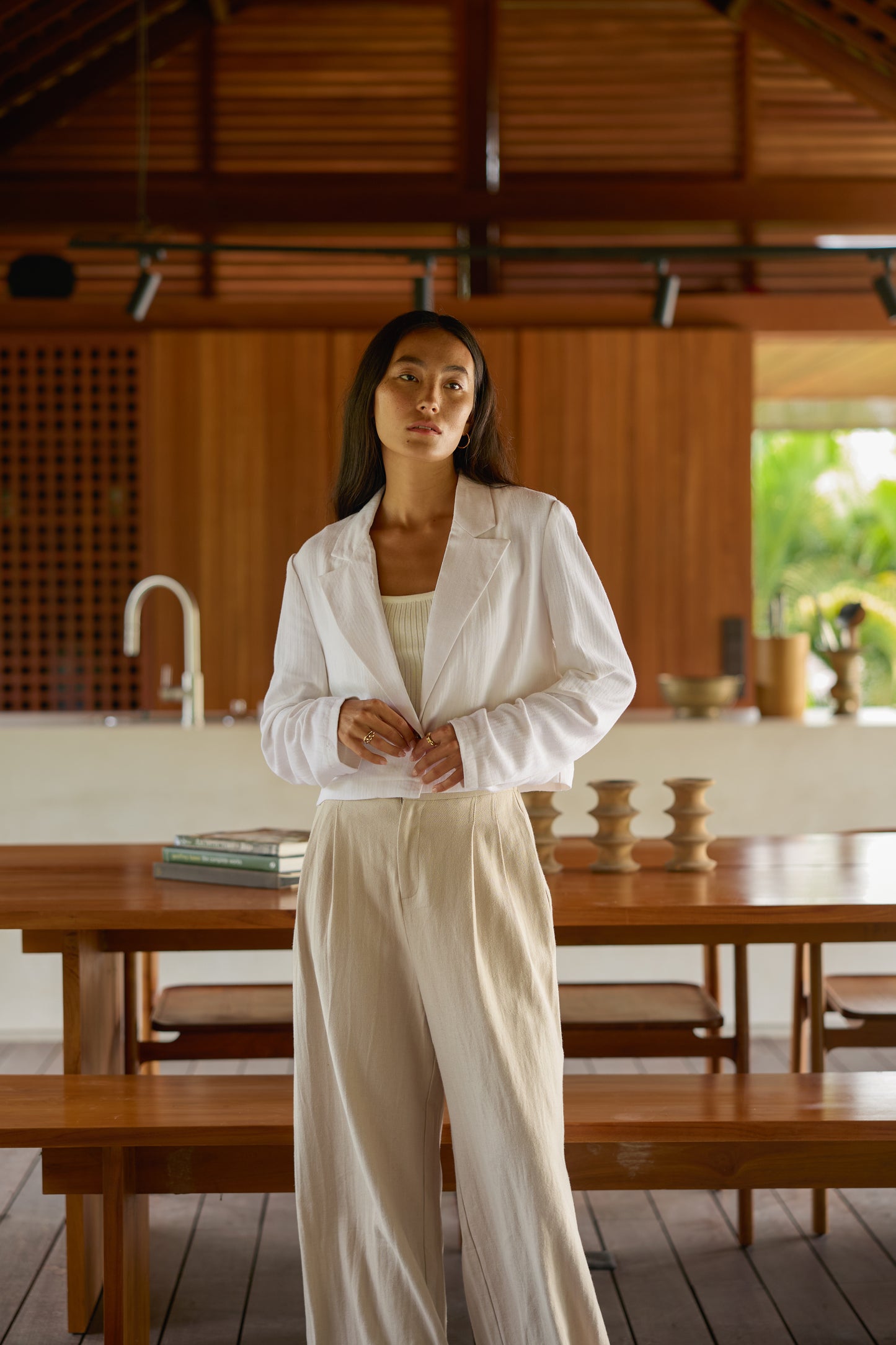 Thalia Long Linen Trousers