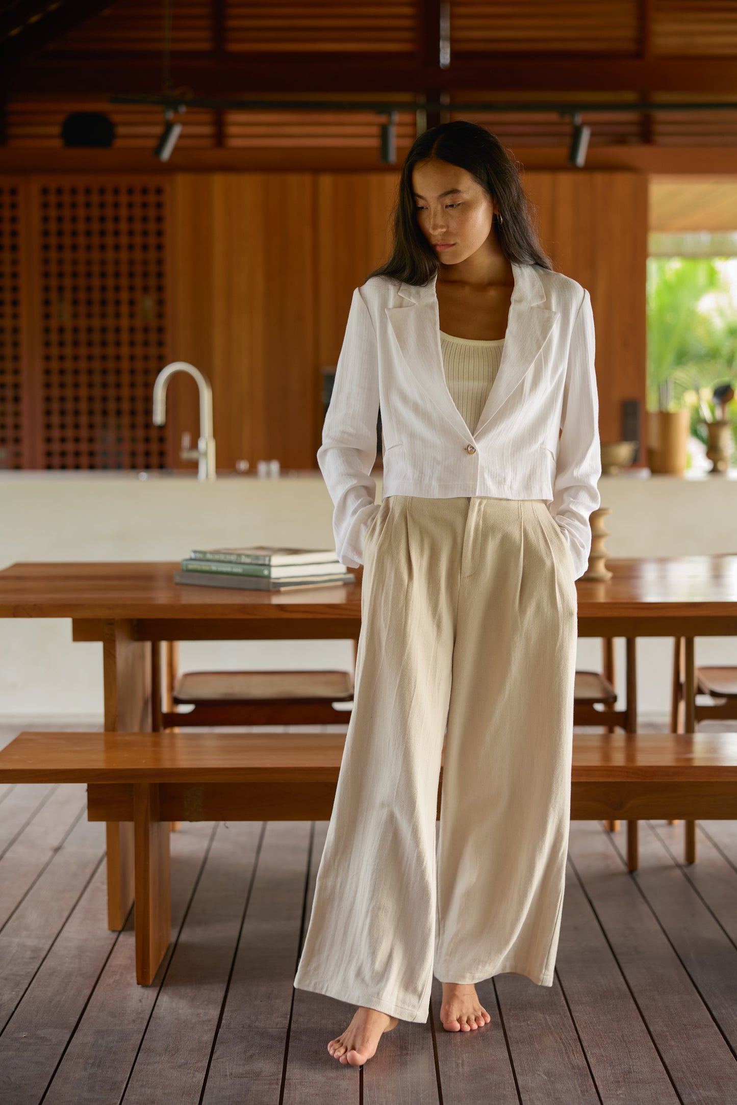 Thalia Long Linen Trousers
