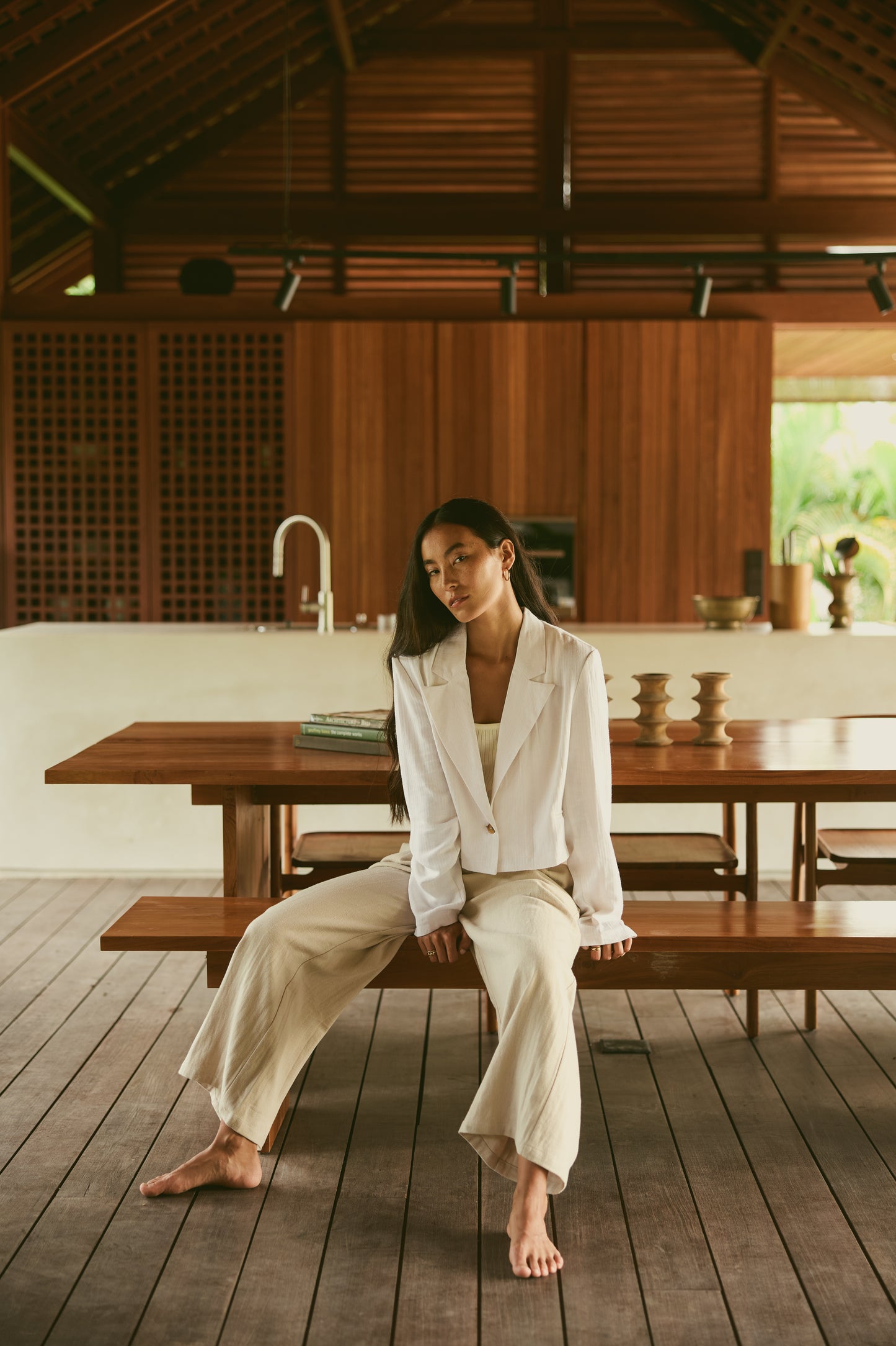 Thalia Long Linen Trousers