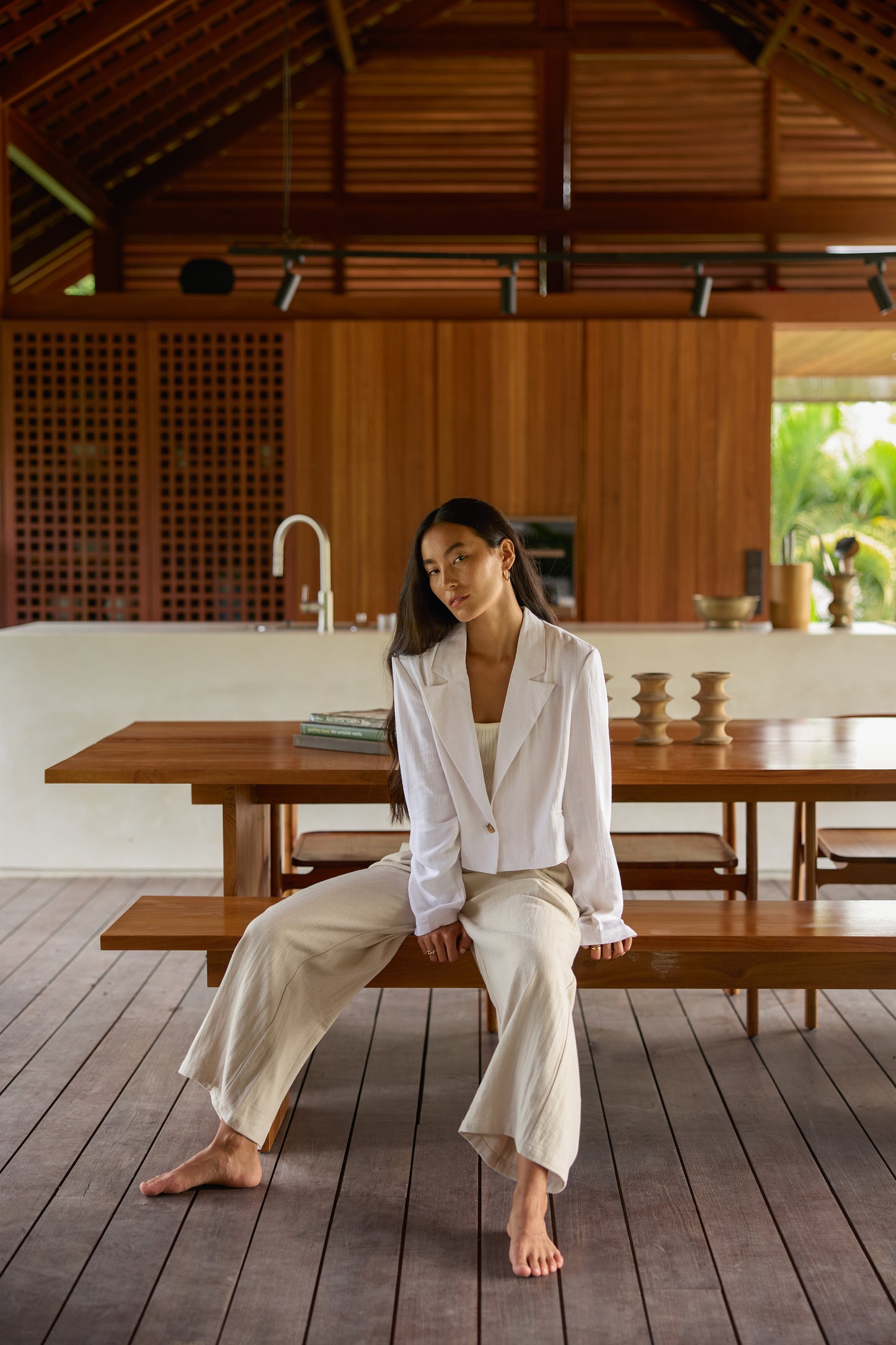 Thalia Long Linen Trousers