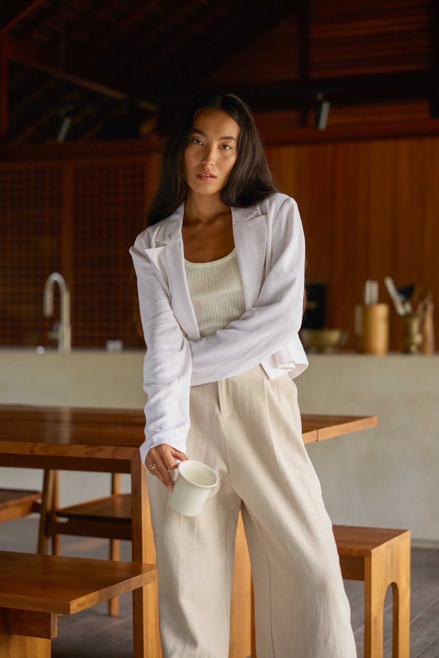 Thalia Long Linen Trousers