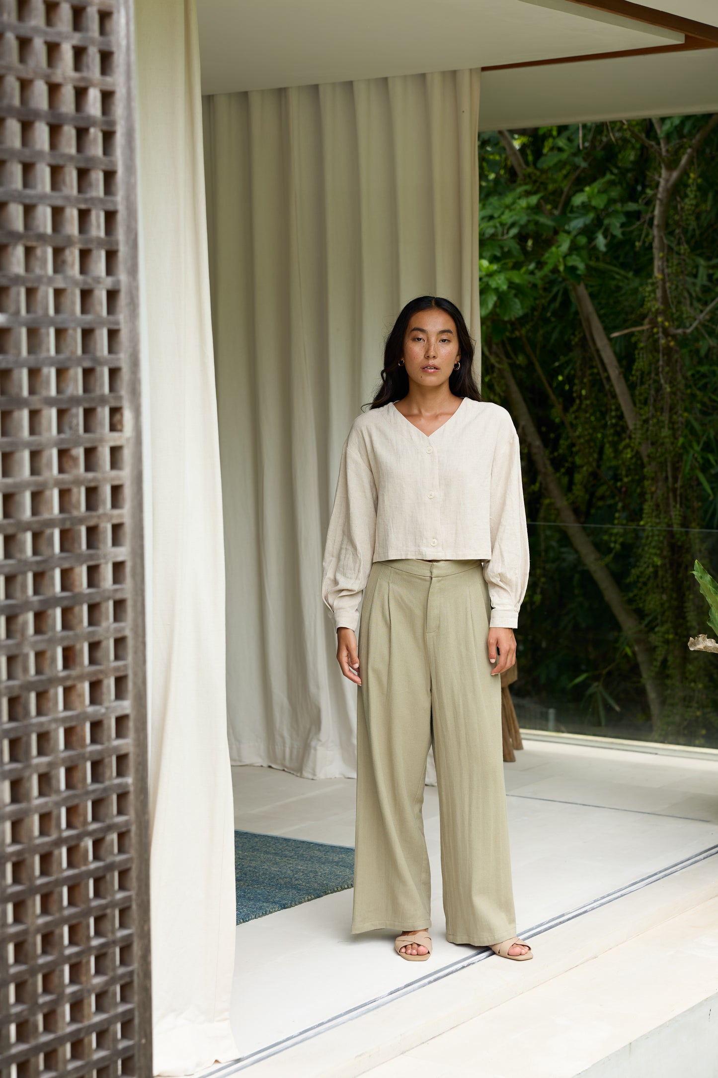 Thalia Long Linen Trousers