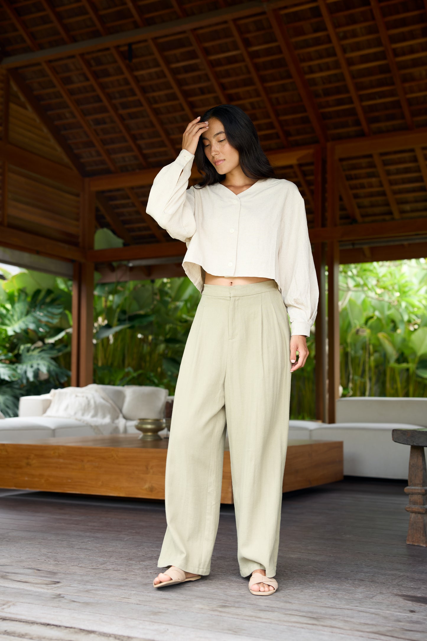 Thalia Long Linen Trousers