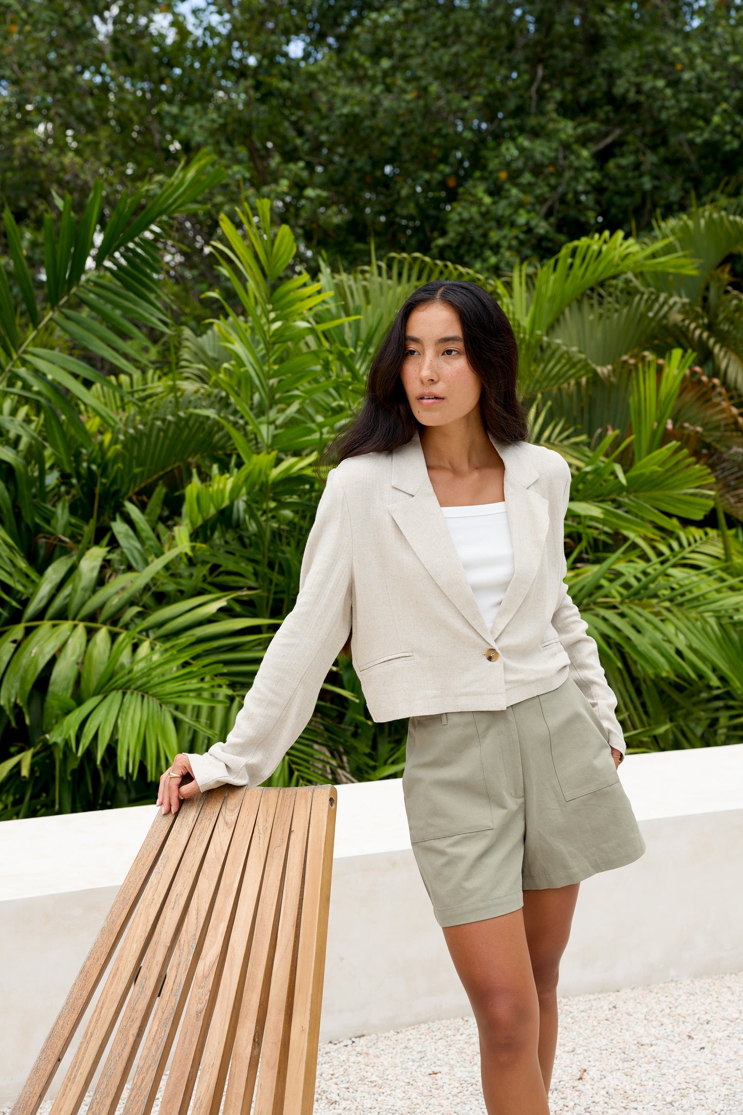 Racquel Linen Blazer Top