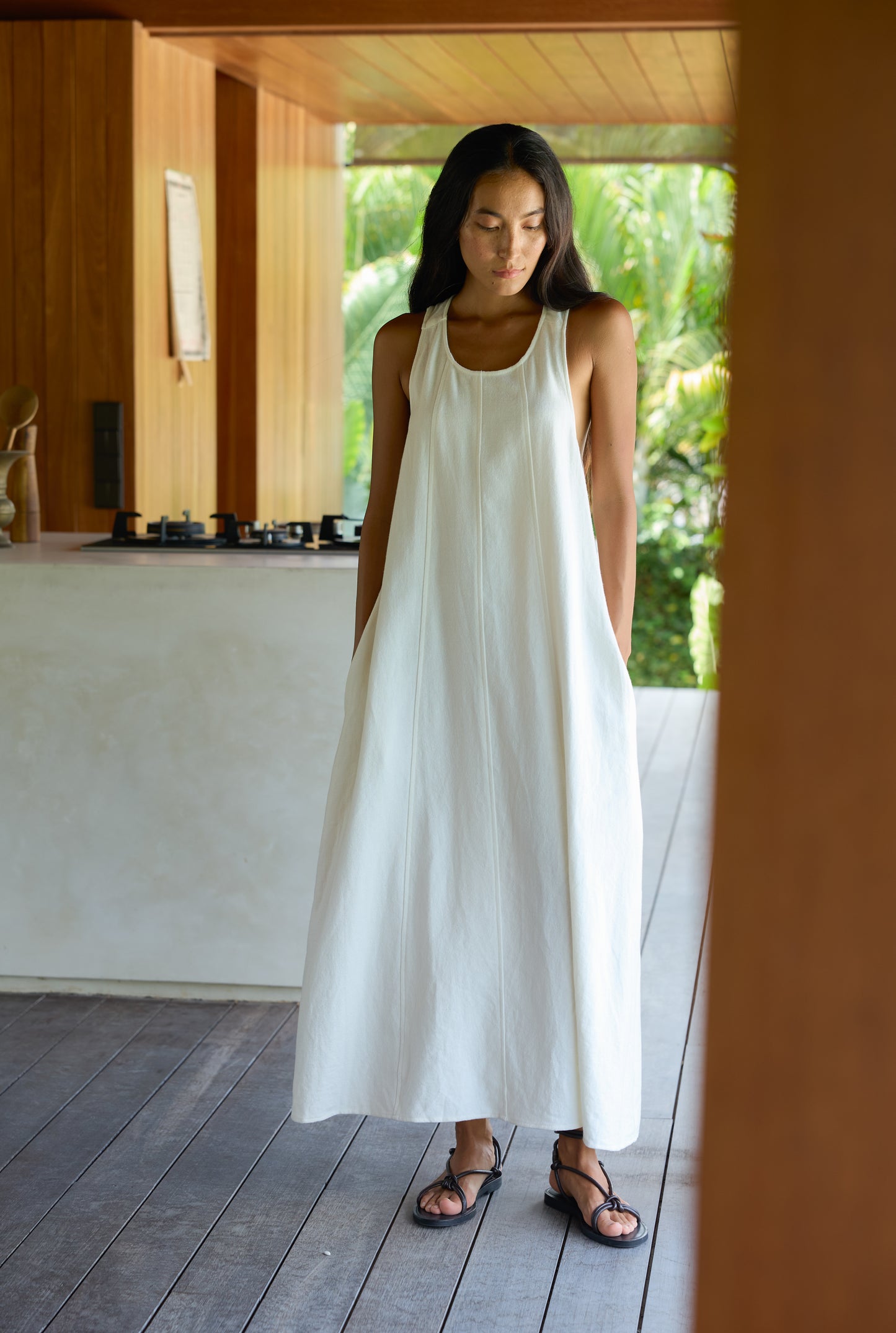 Adella Cross Back Linen Dress