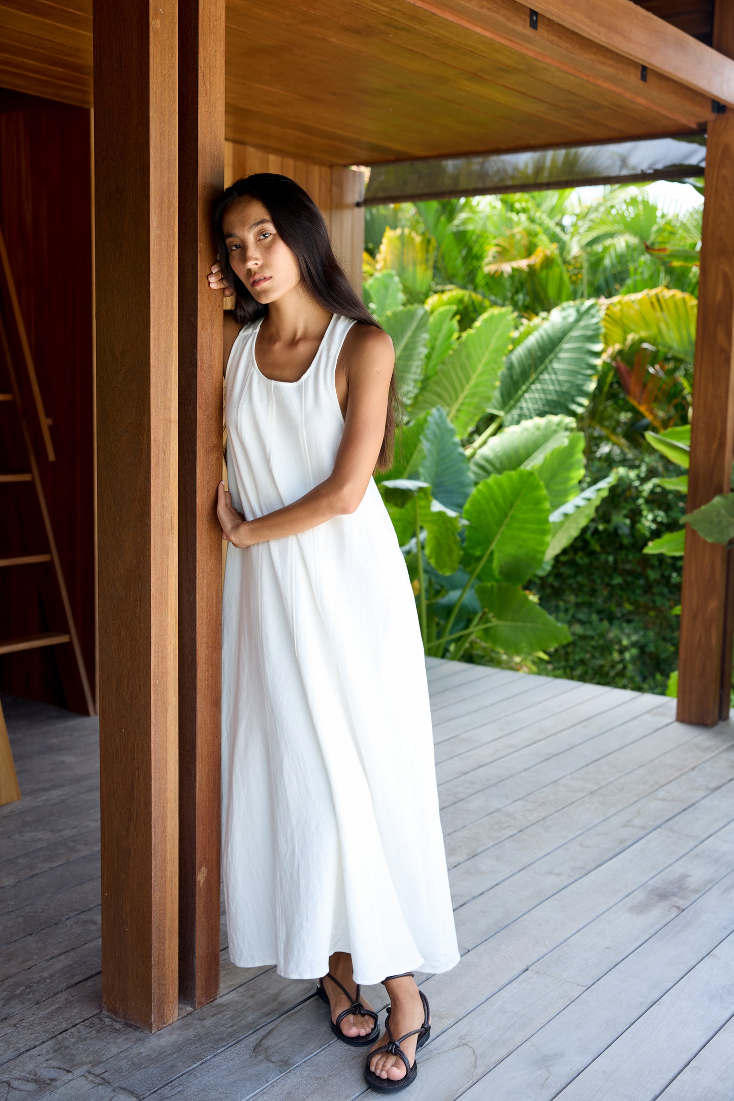 Adella Cross Back Linen Dress