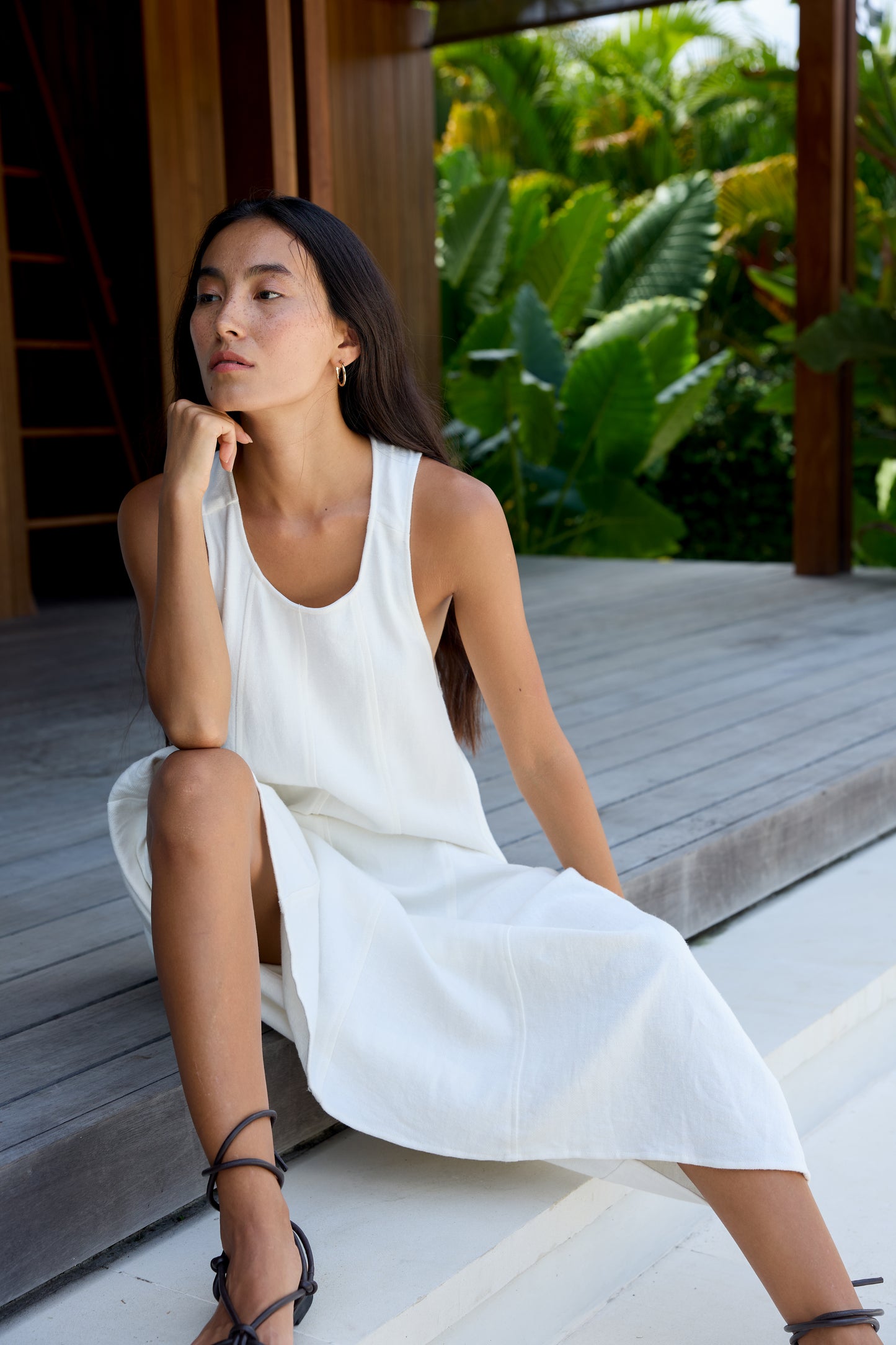 Adella Cross Back Linen Dress