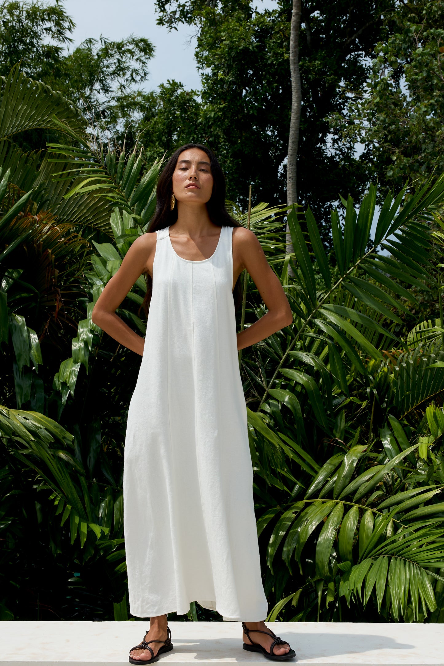 Adella Cross Back Linen Dress