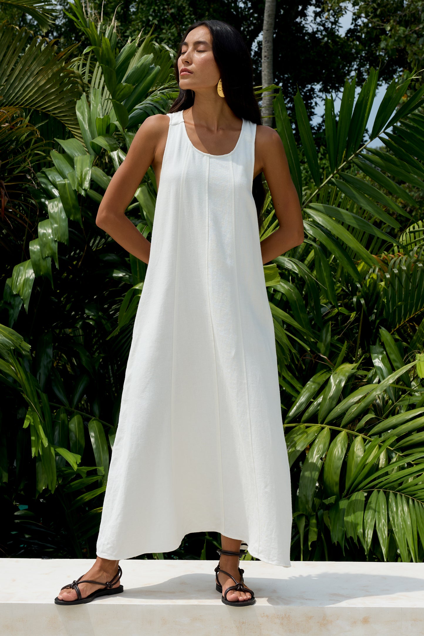 Adella Cross Back Linen Dress