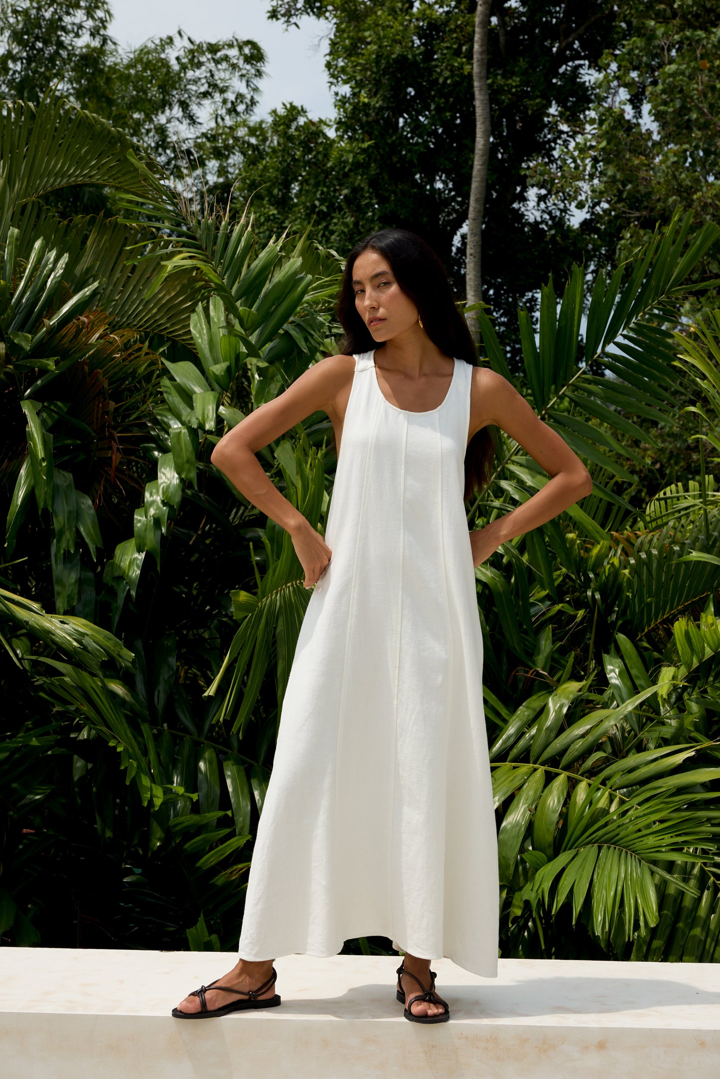 Adella Cross Back Linen Dress