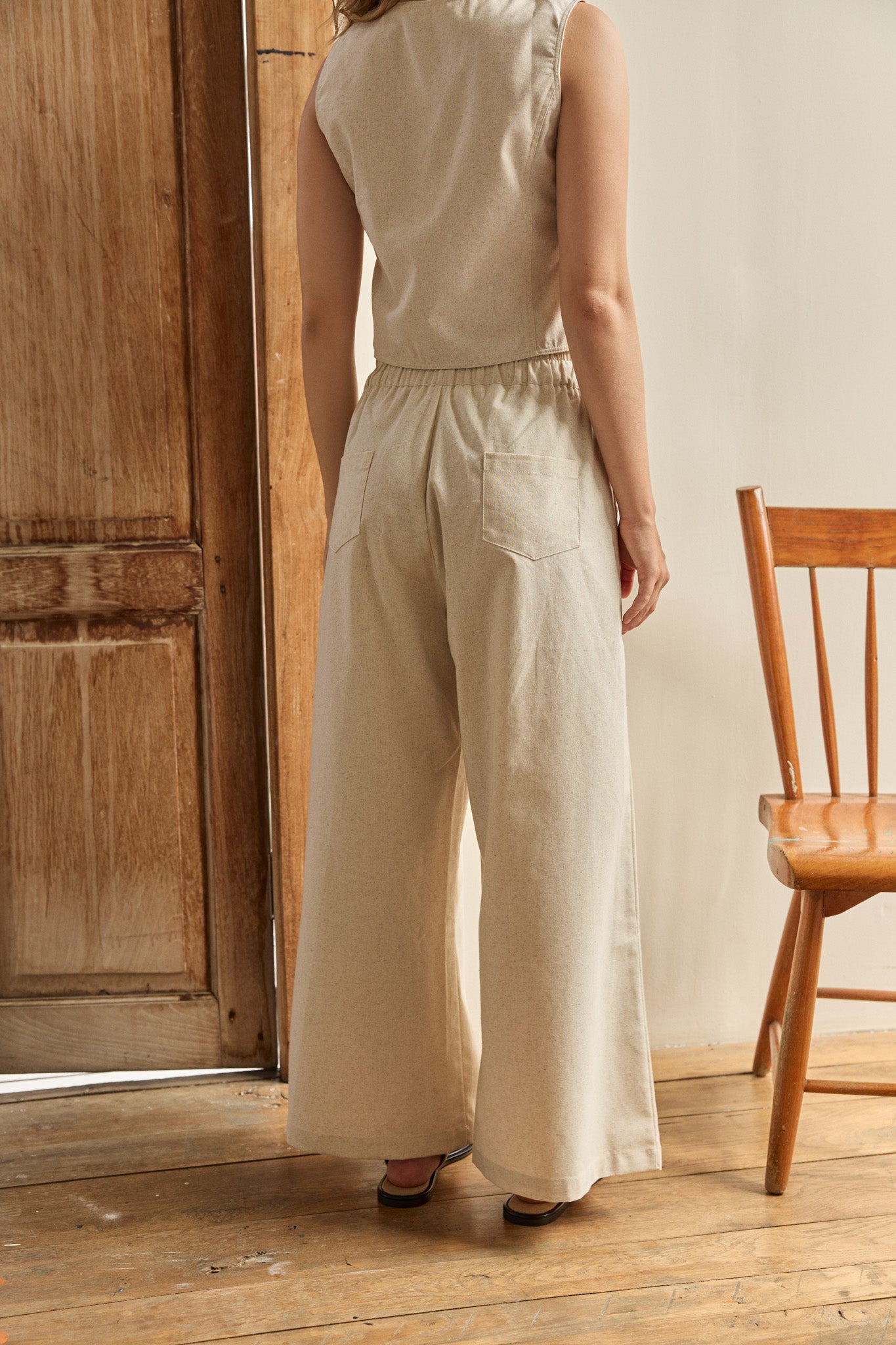 Camille Elasticated Flare Linen Trousers