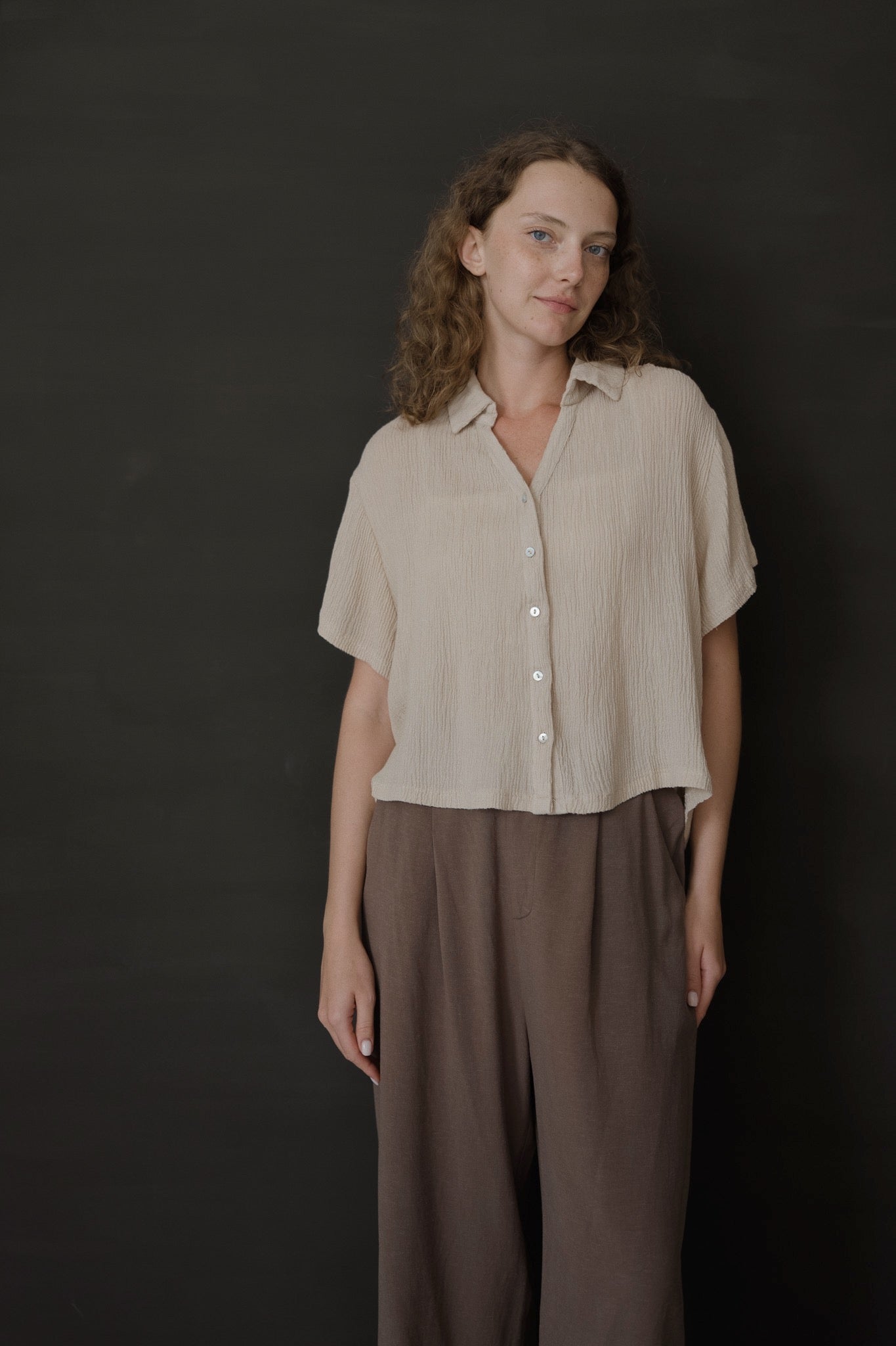 Crinkled Linen Top