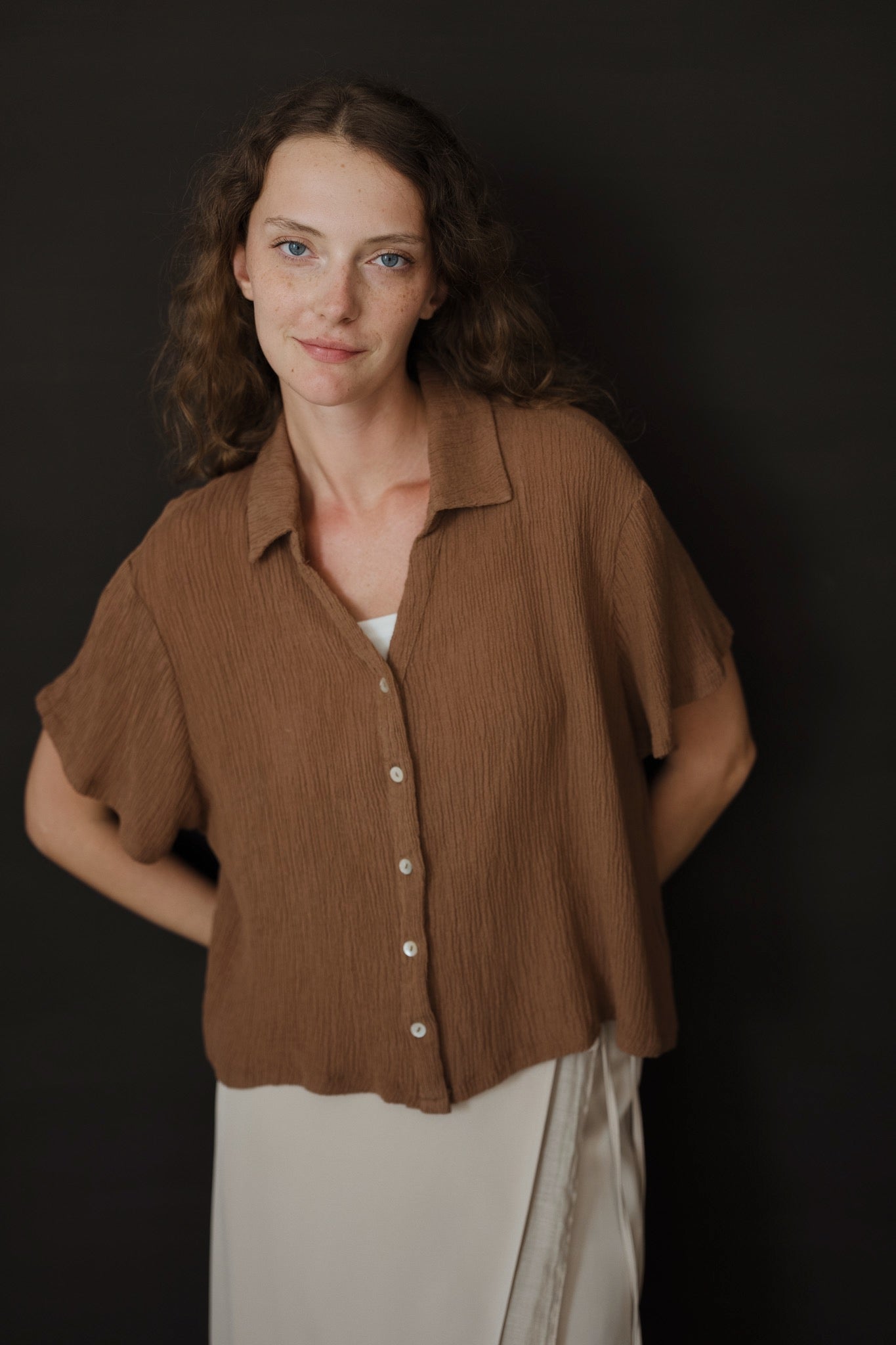 Crinkled Linen Top