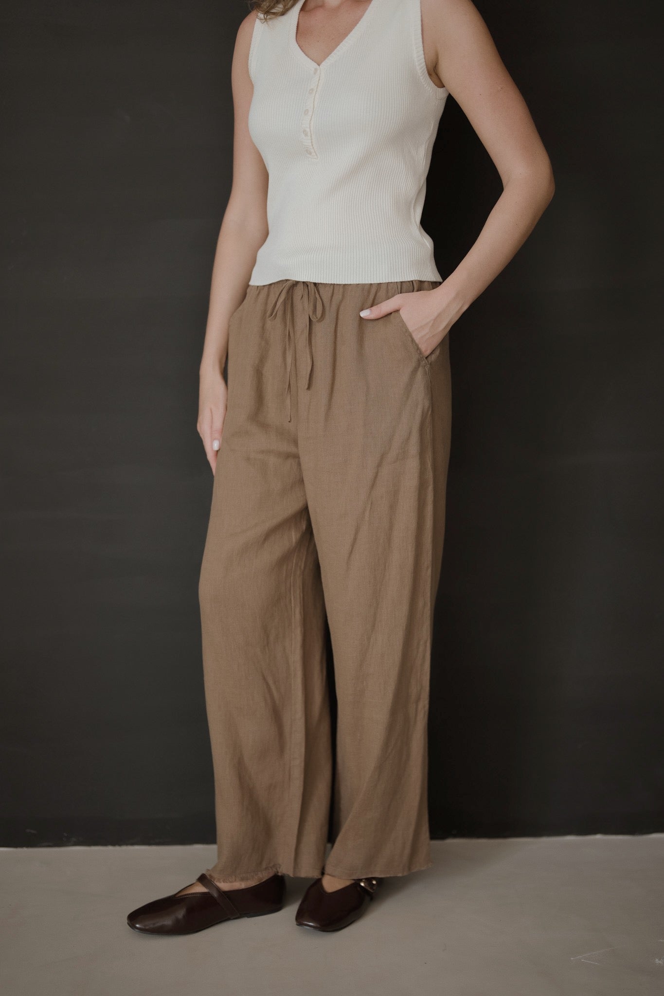 Washed Linen Long Trousers