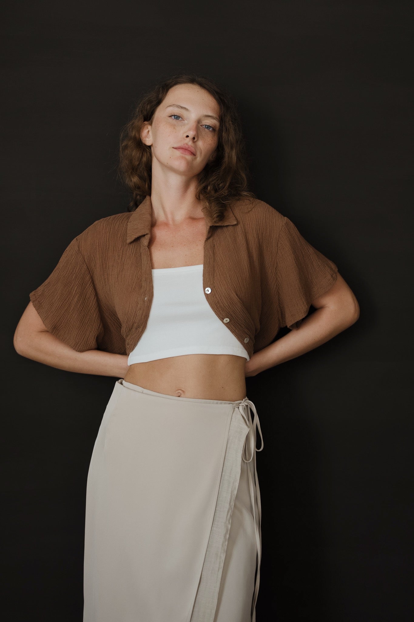 Crinkled Linen Top