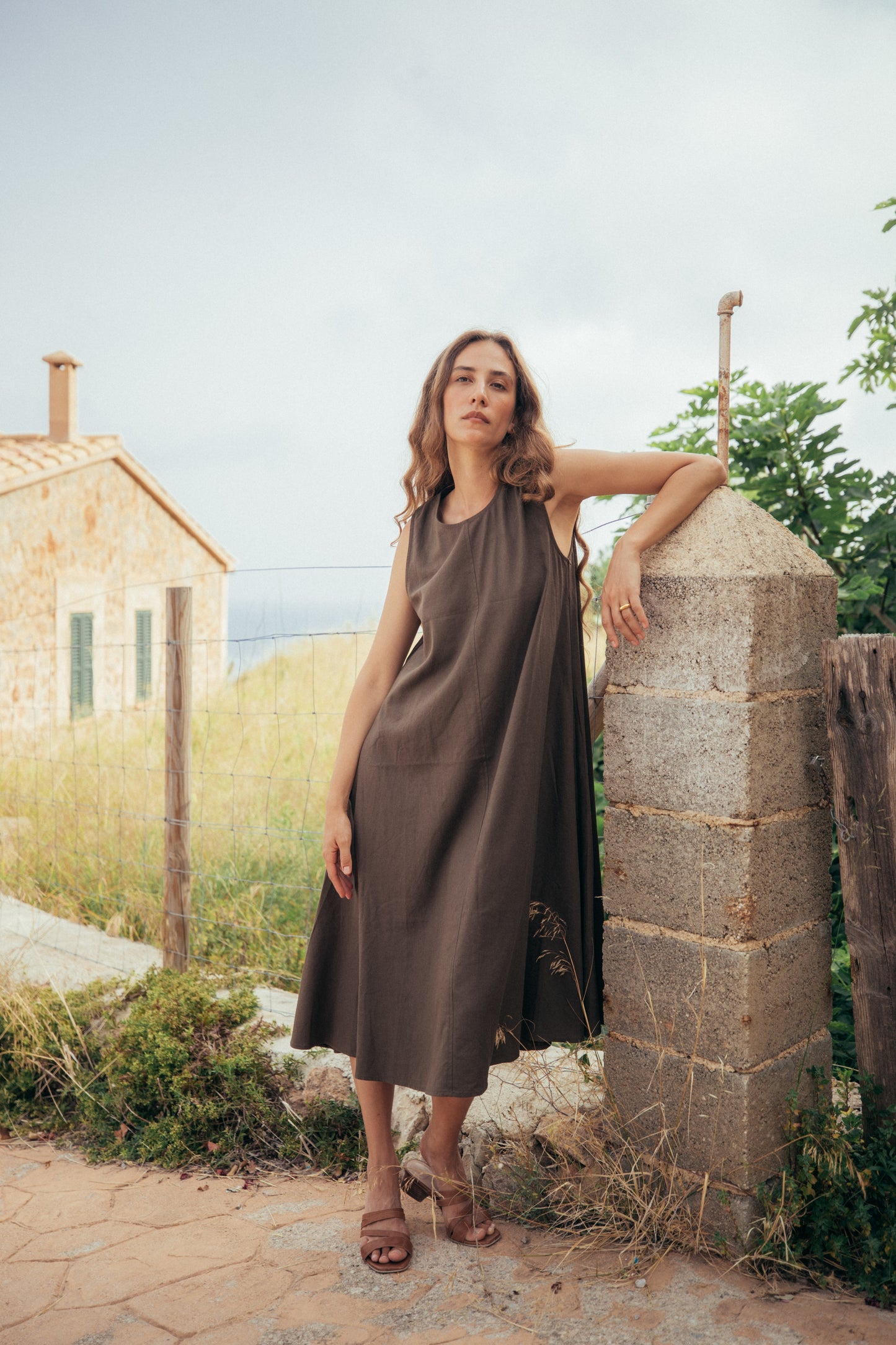 Slip Linen Midi Dress