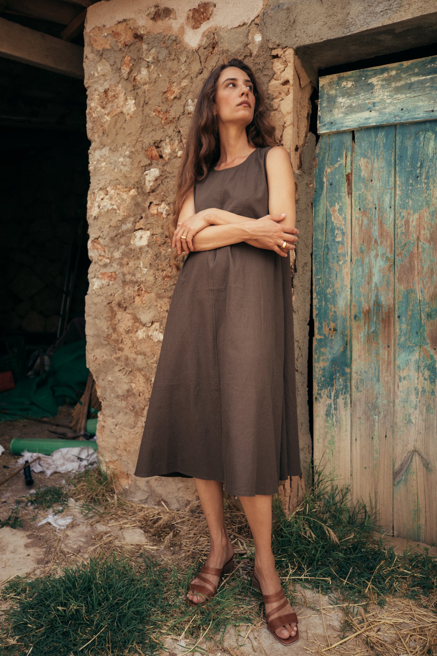 Slip Linen Midi Dress
