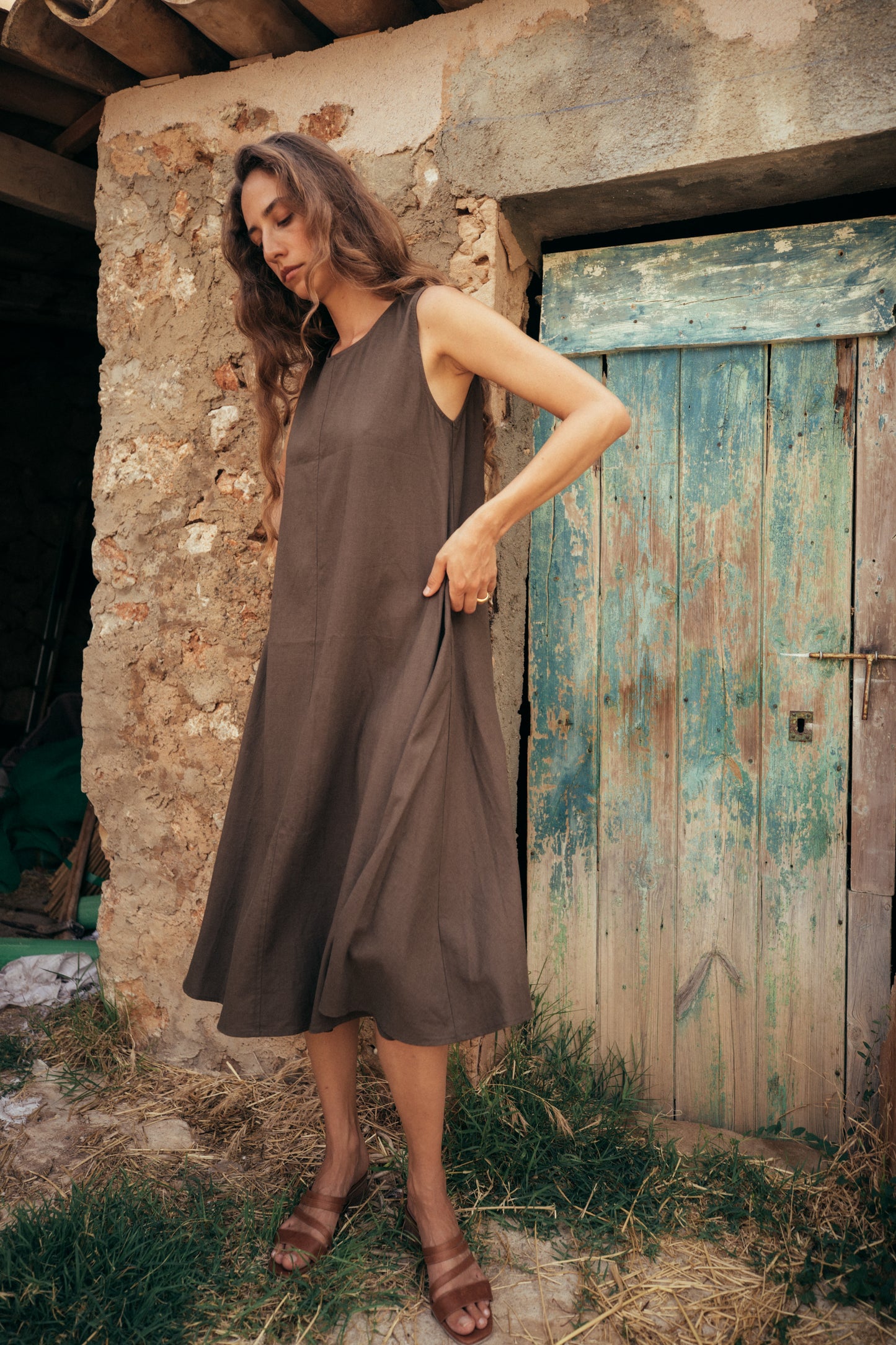 Slip Linen Midi Dress