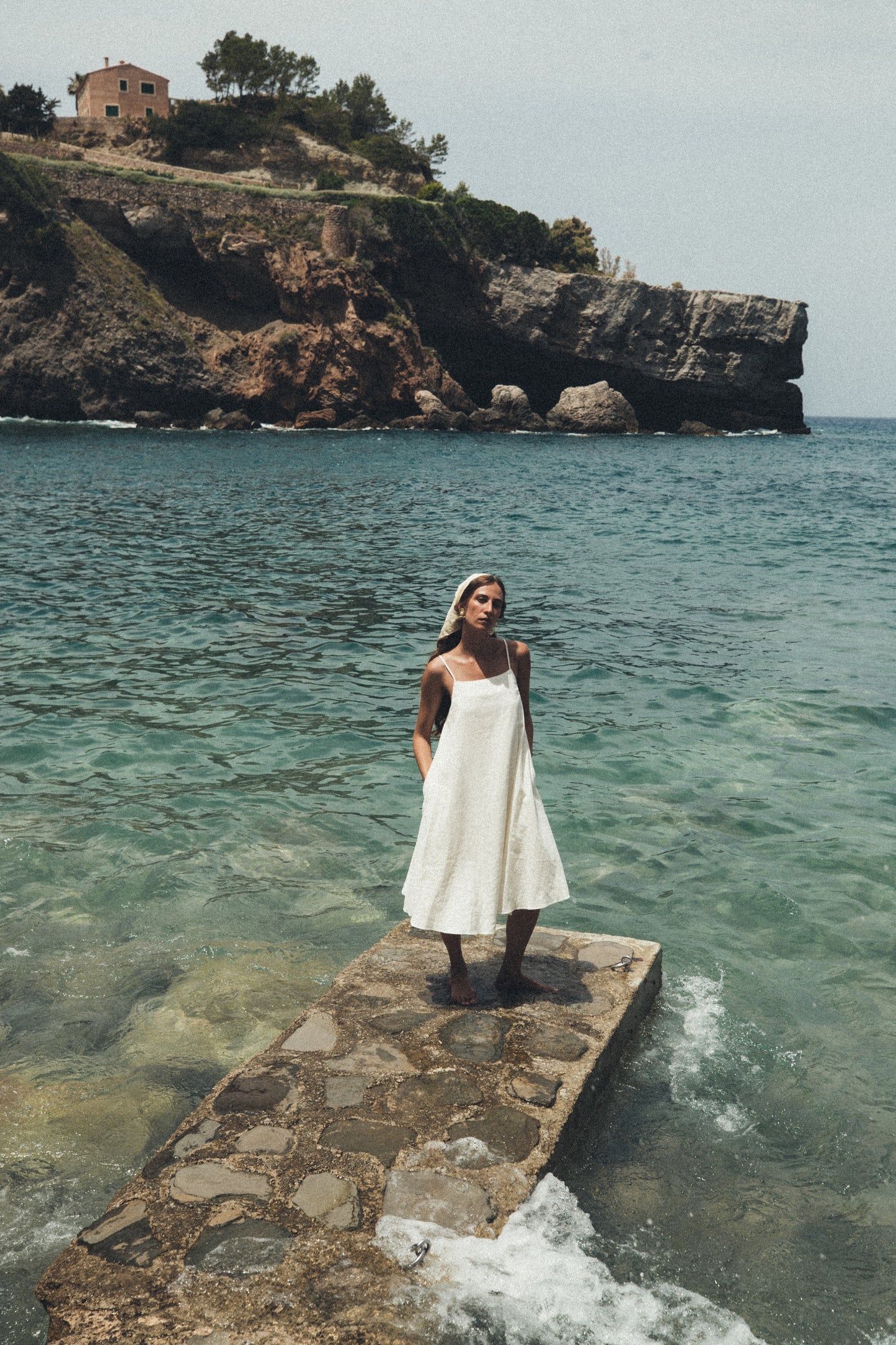 Strap Flare Linen Dress
