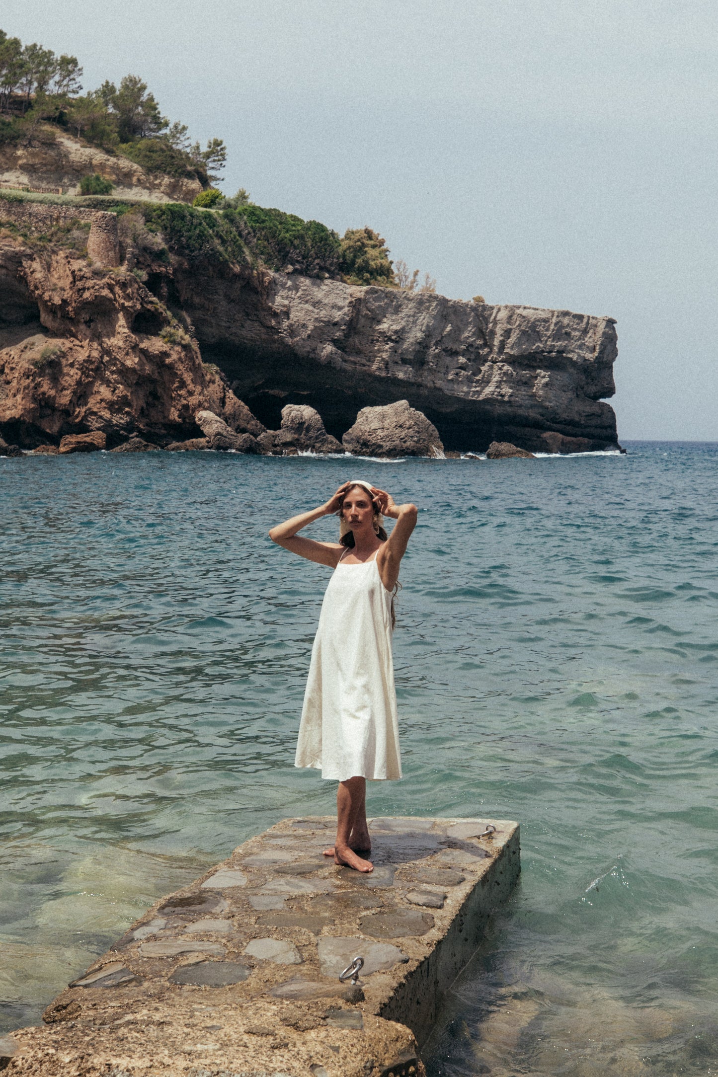 Strap Flare Linen Dress