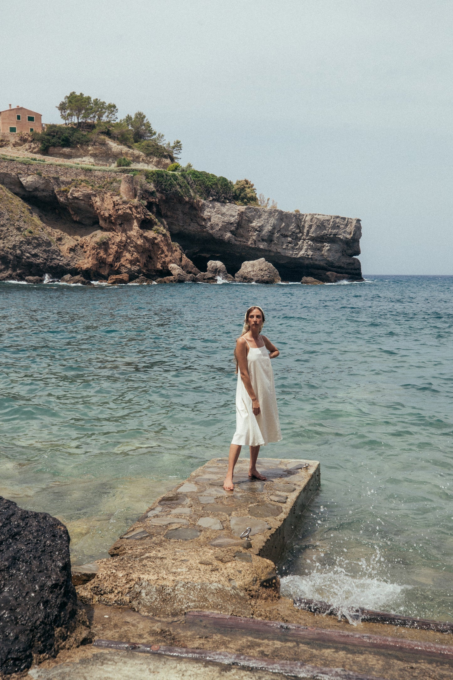 Strap Flare Linen Dress