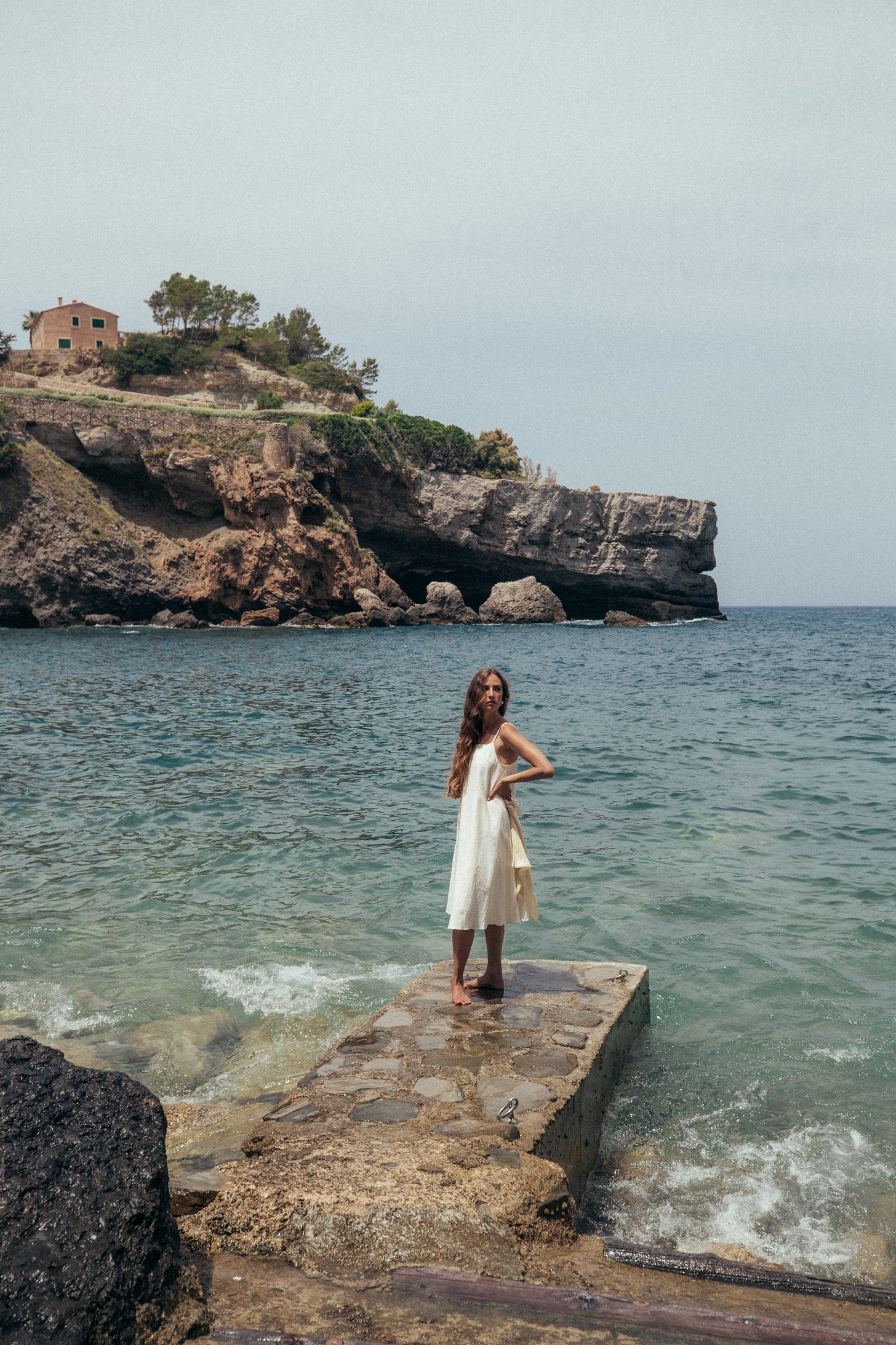 Strap Flare Linen Dress