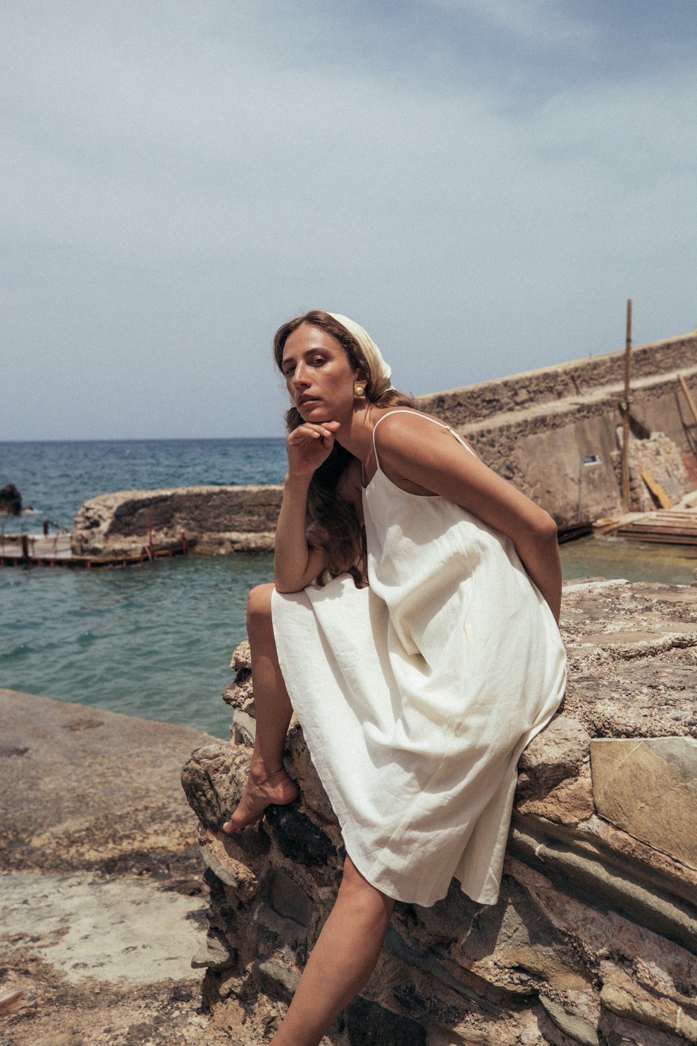 Strap Flare Linen Dress