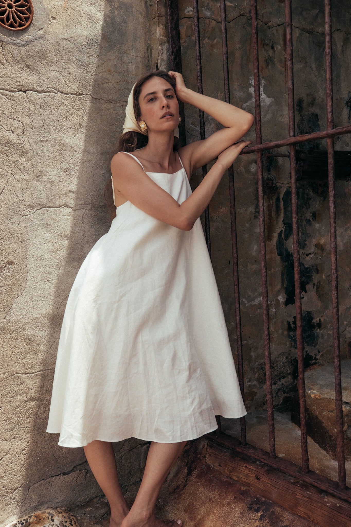Strap Flare Linen Dress