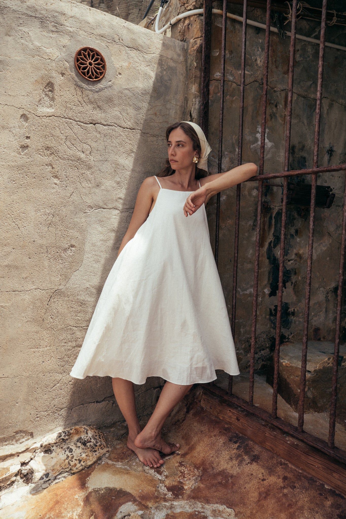 Strap Flare Linen Dress