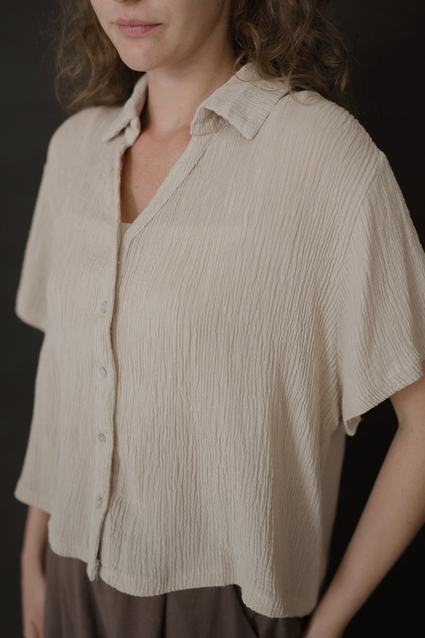 Crinkled Linen Top