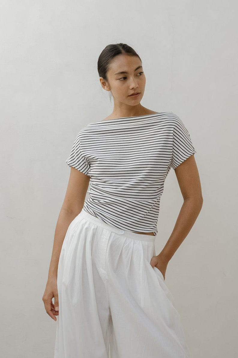 Off Shoulder Stripe Tee