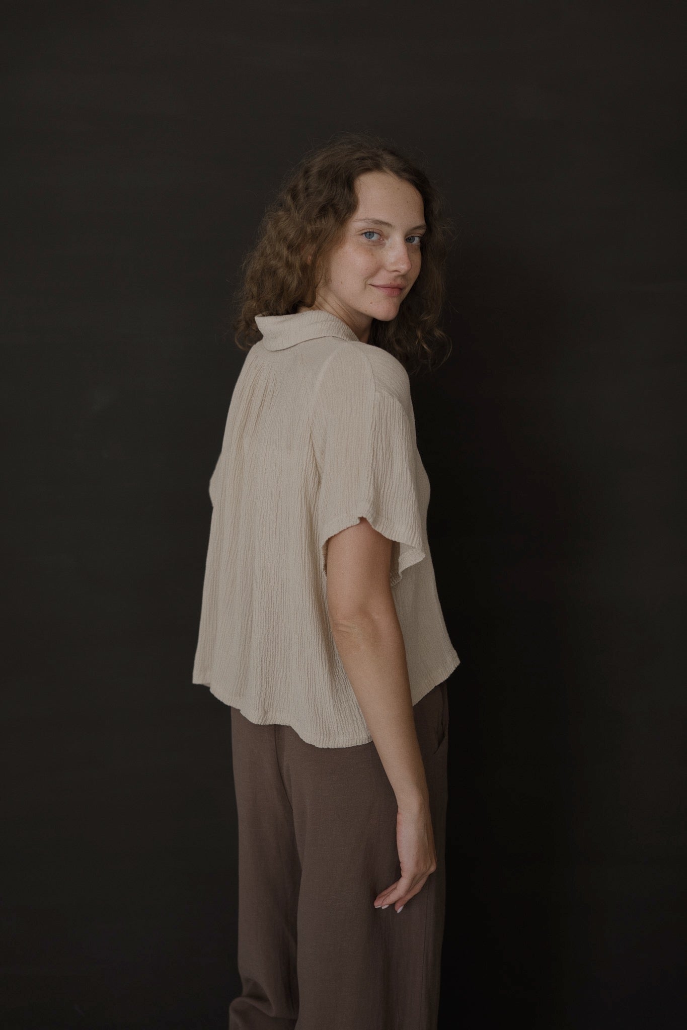 Crinkled Linen Top