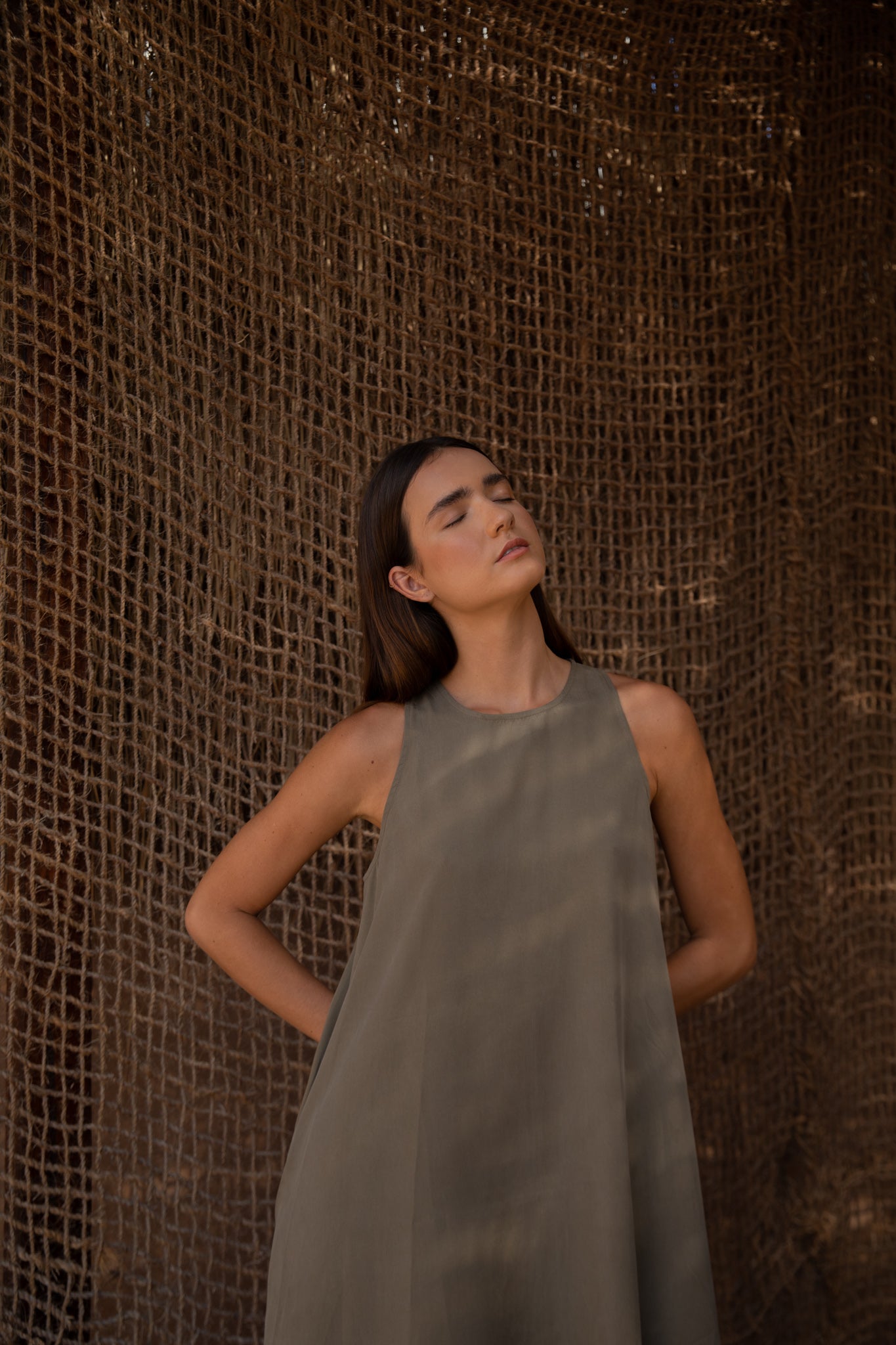 Racer Neck Tencel Dress