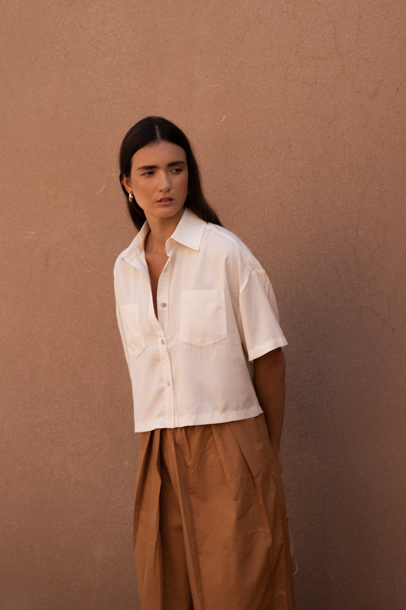 Relaxed Tencel Cropped Shirt