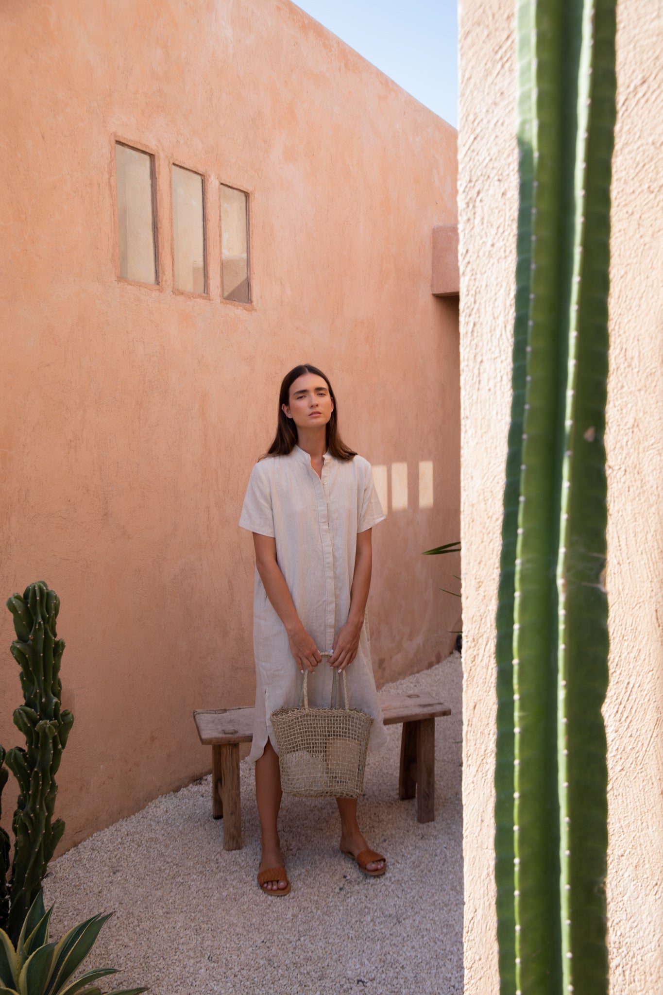 Short Sleeve Linen Shirt Dress
