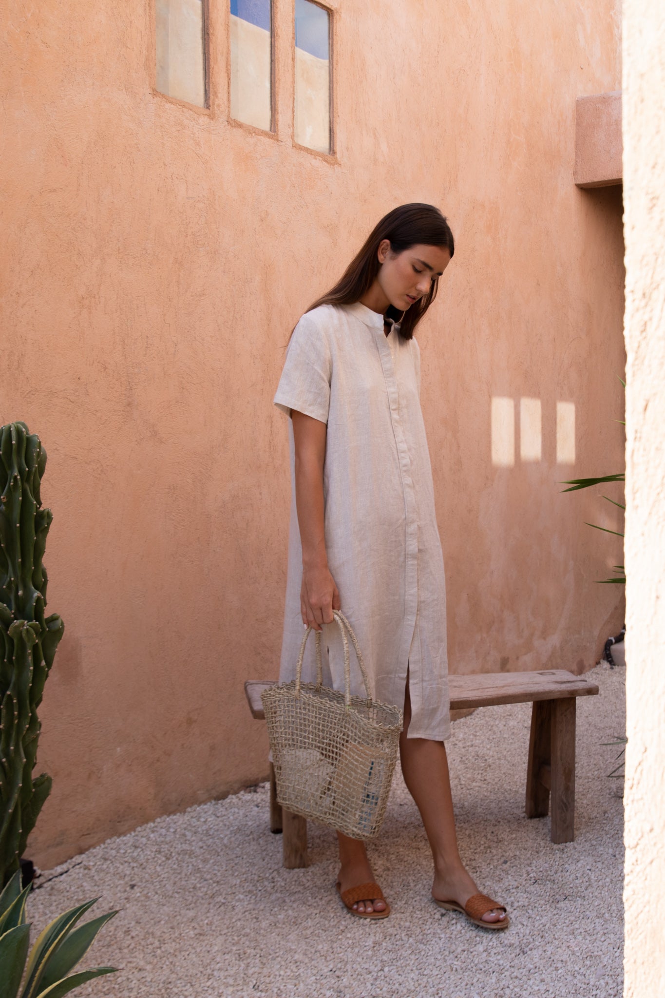 Short Sleeve Linen Shirt Dress