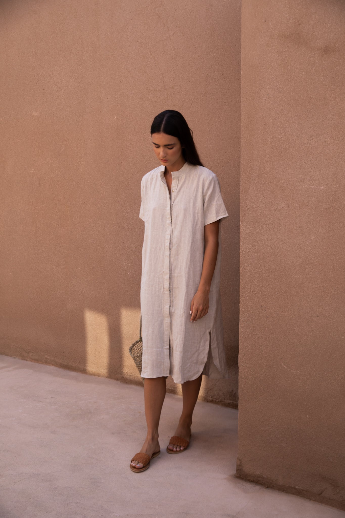 Short Sleeve Linen Shirt Dress