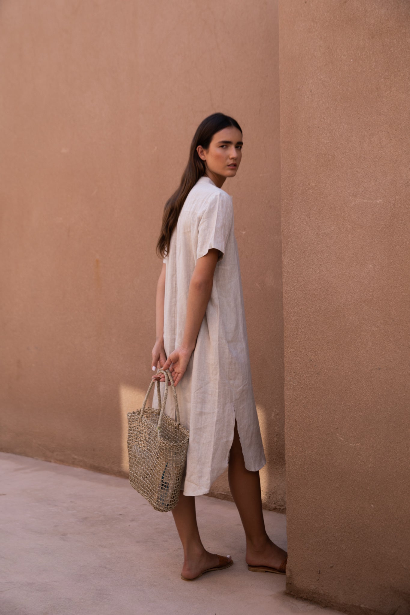 Short Sleeve Linen Shirt Dress
