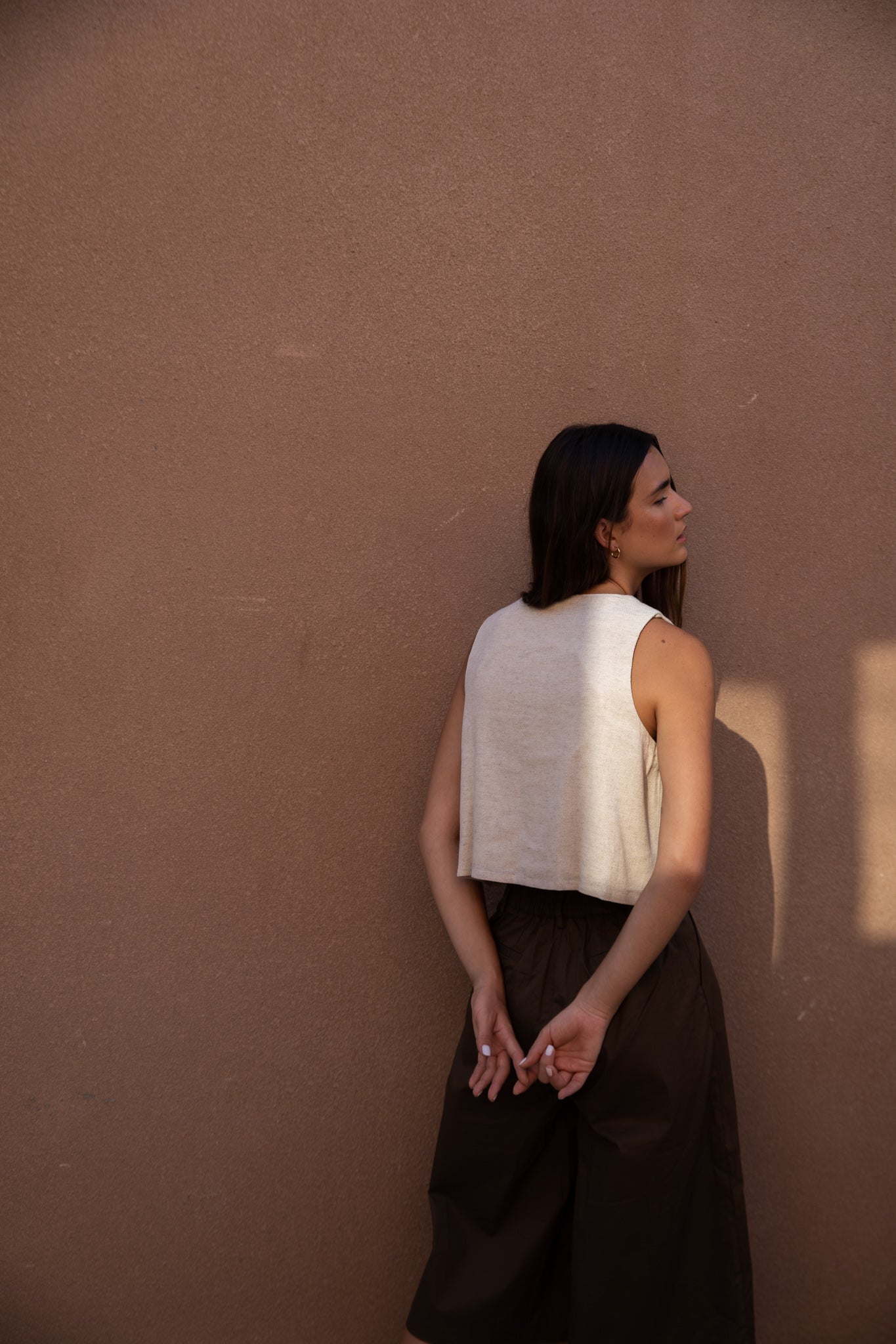 V Neck Linen Crop Top