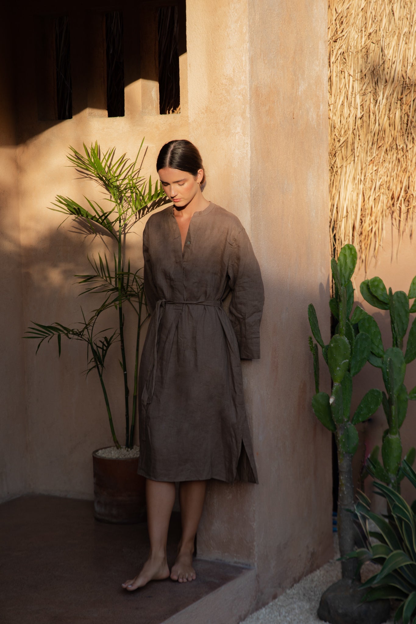 Long Sleeve Linen Shirt Dress