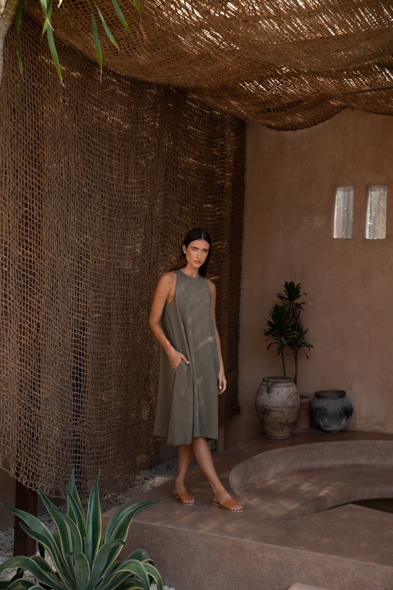 Racer Neck Tencel Dress