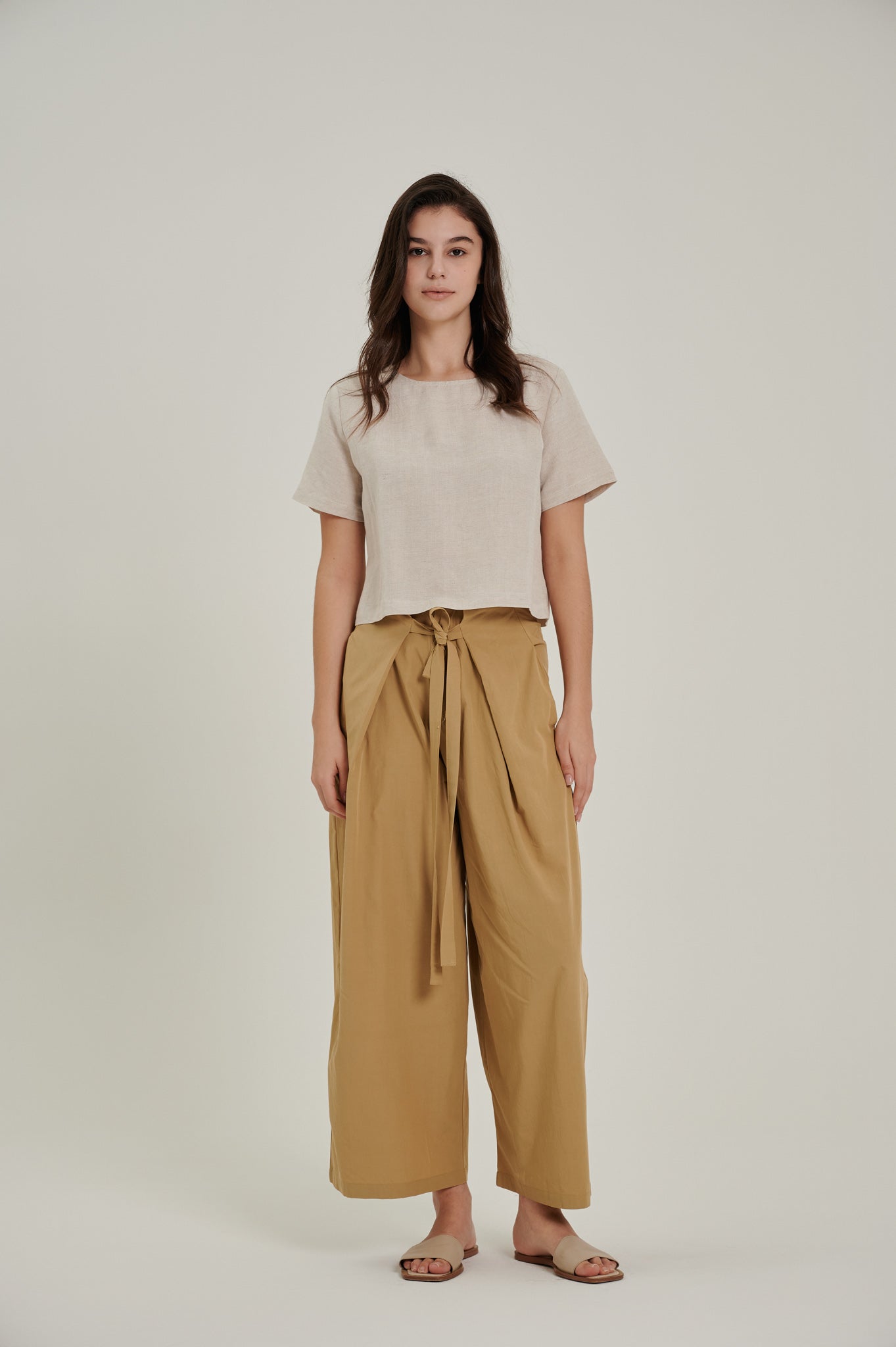 Tie Front Flare Trousers