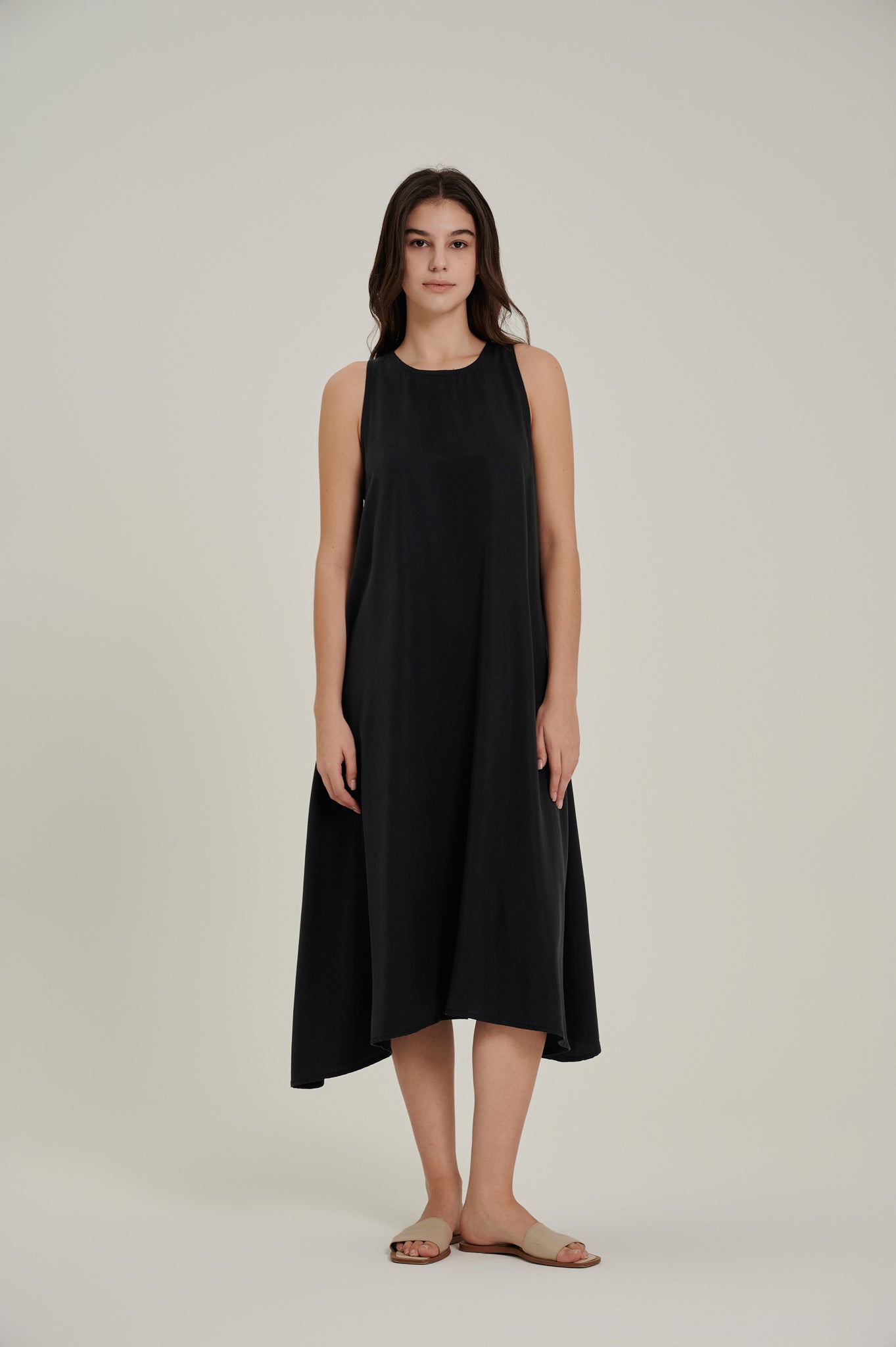 Racer Neck Tencel Dress